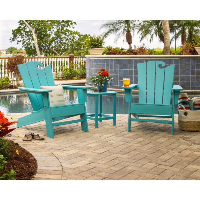 POLYWOOD Wave 3-Piece Adirondack Set with The Ocean Chair FREE SHIPPING