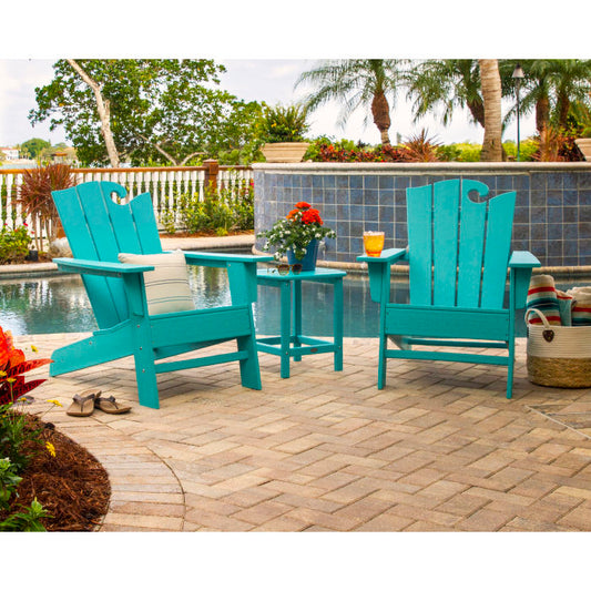 POLYWOOD Wave 3-Piece Adirondack Set with The Ocean Chair FREE SHIPPING