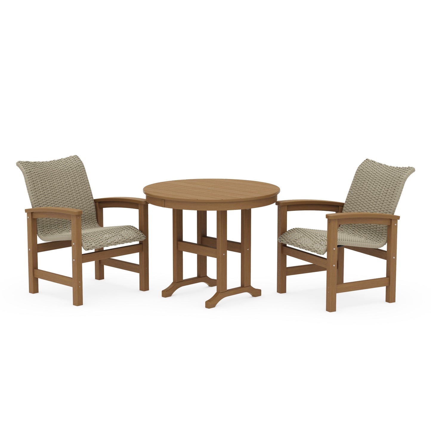 POLYWOOD Coastal Woven 3-Piece Farmhouse Dining Set — Natural / Dune Grass