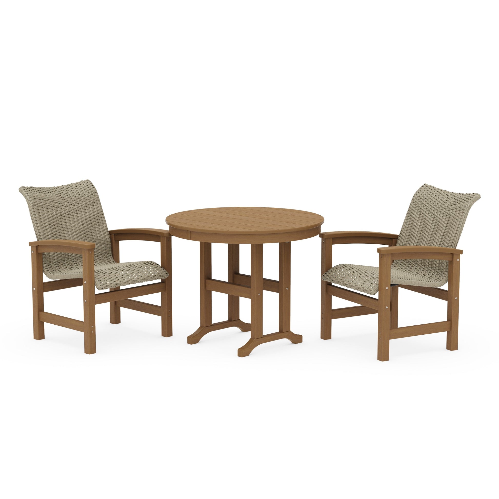 POLYWOOD Coastal Woven 3-Piece Farmhouse Dining Set — Natural / Dune Grass