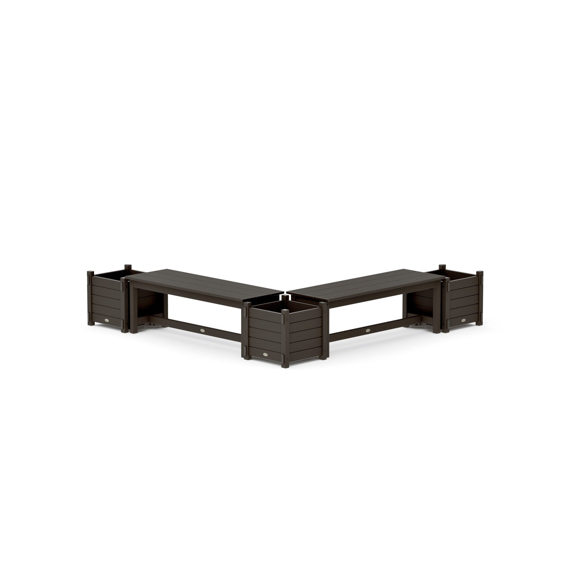POLYWOOD 48" Nautical L- Shaped Planter Bench Corner Set — Vintage Coffee