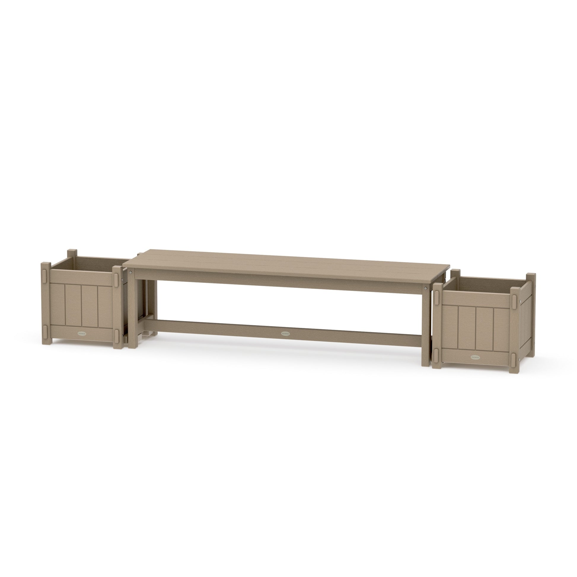 POLYWOOD 60" Vineyard Straight Planter Bench Set — Vintage Sahara