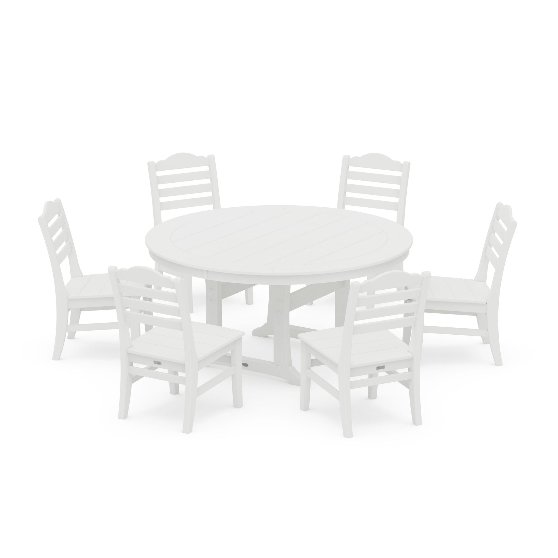 POLYWOOD Savannah 7-Piece Side Chair Round Dining Set — White