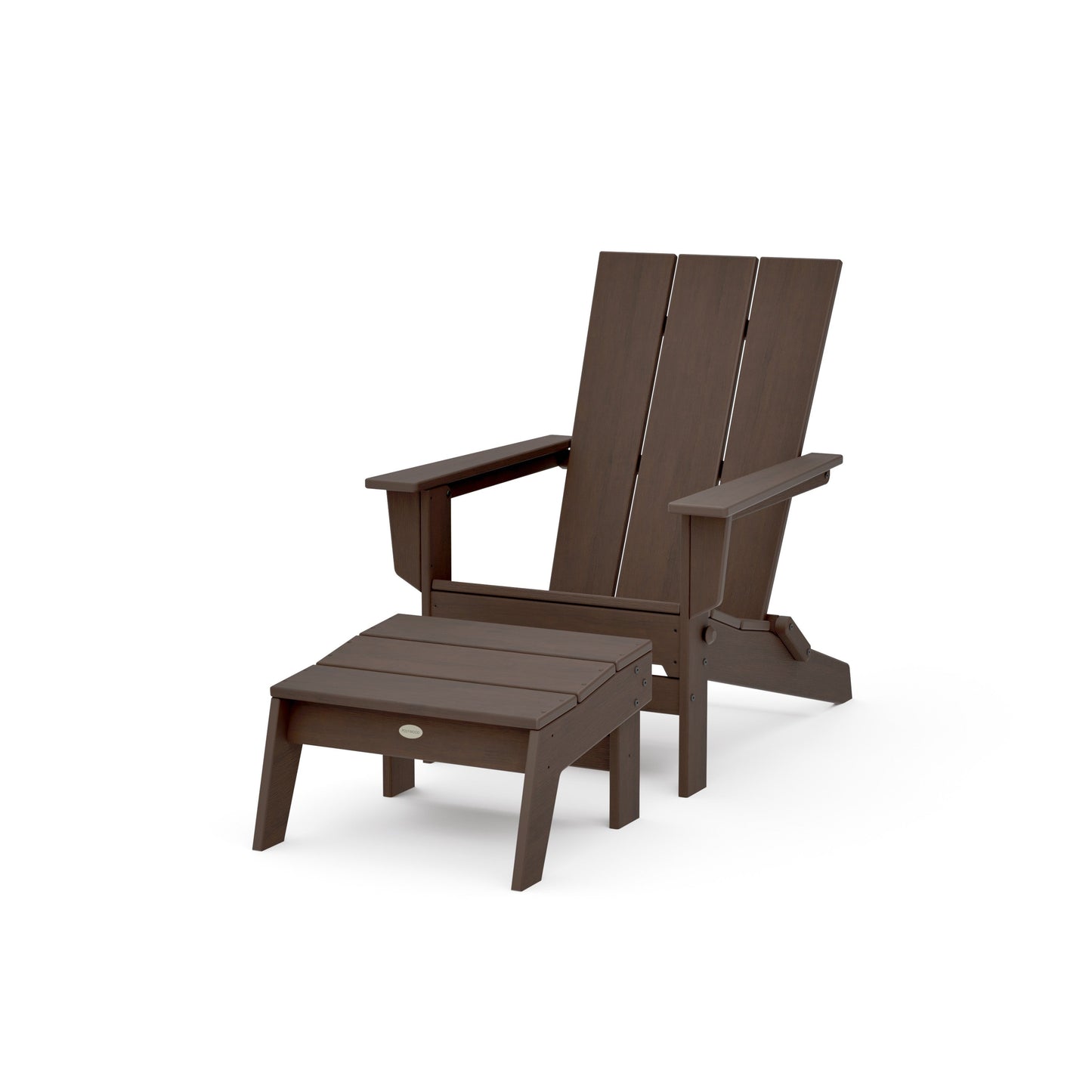 POLYWOOD Modern Studio Folding Adirondack Chair with Ottoman — Kona
