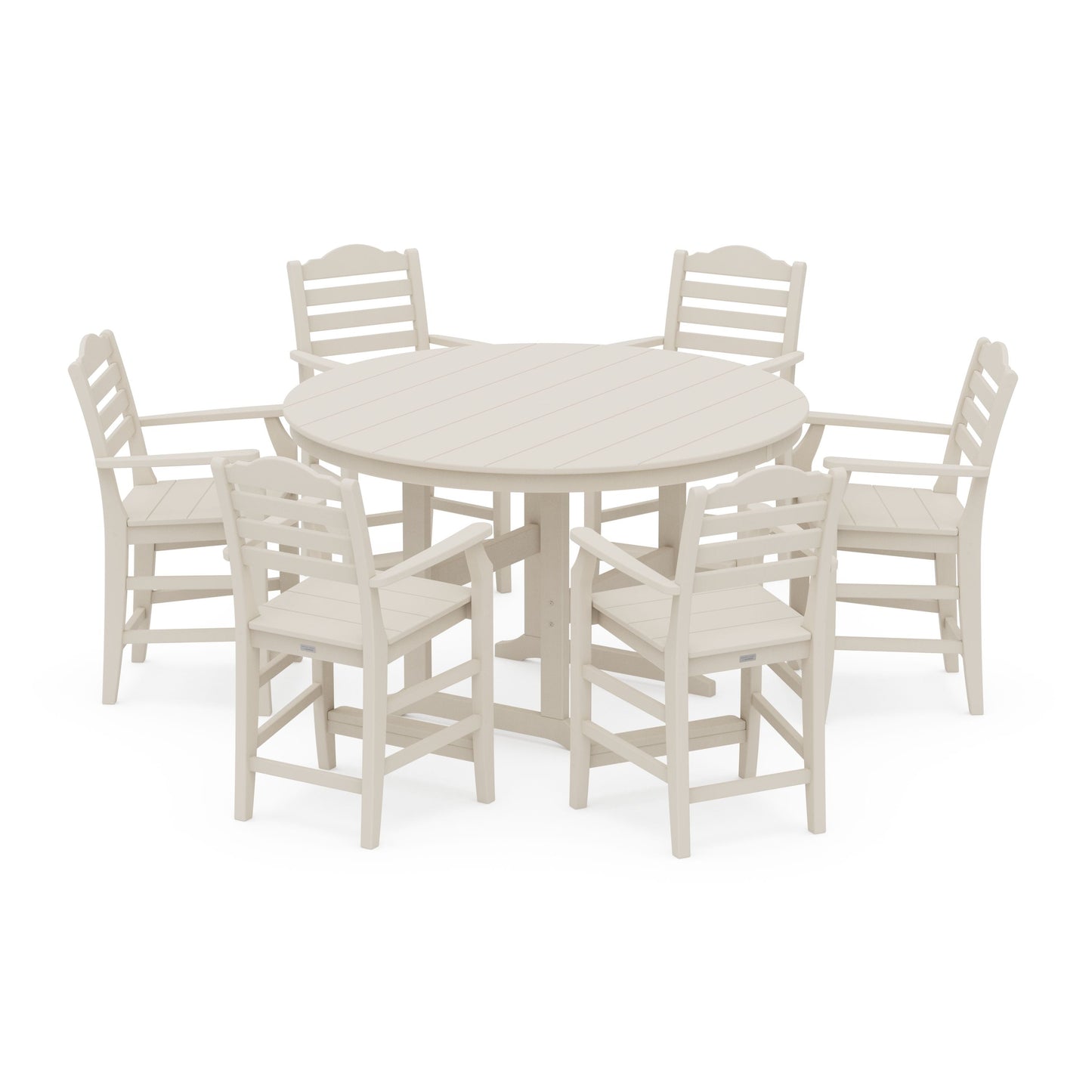 POLYWOOD Savannah 7-Piece Arm Chair Round Farmhouse Counter Set