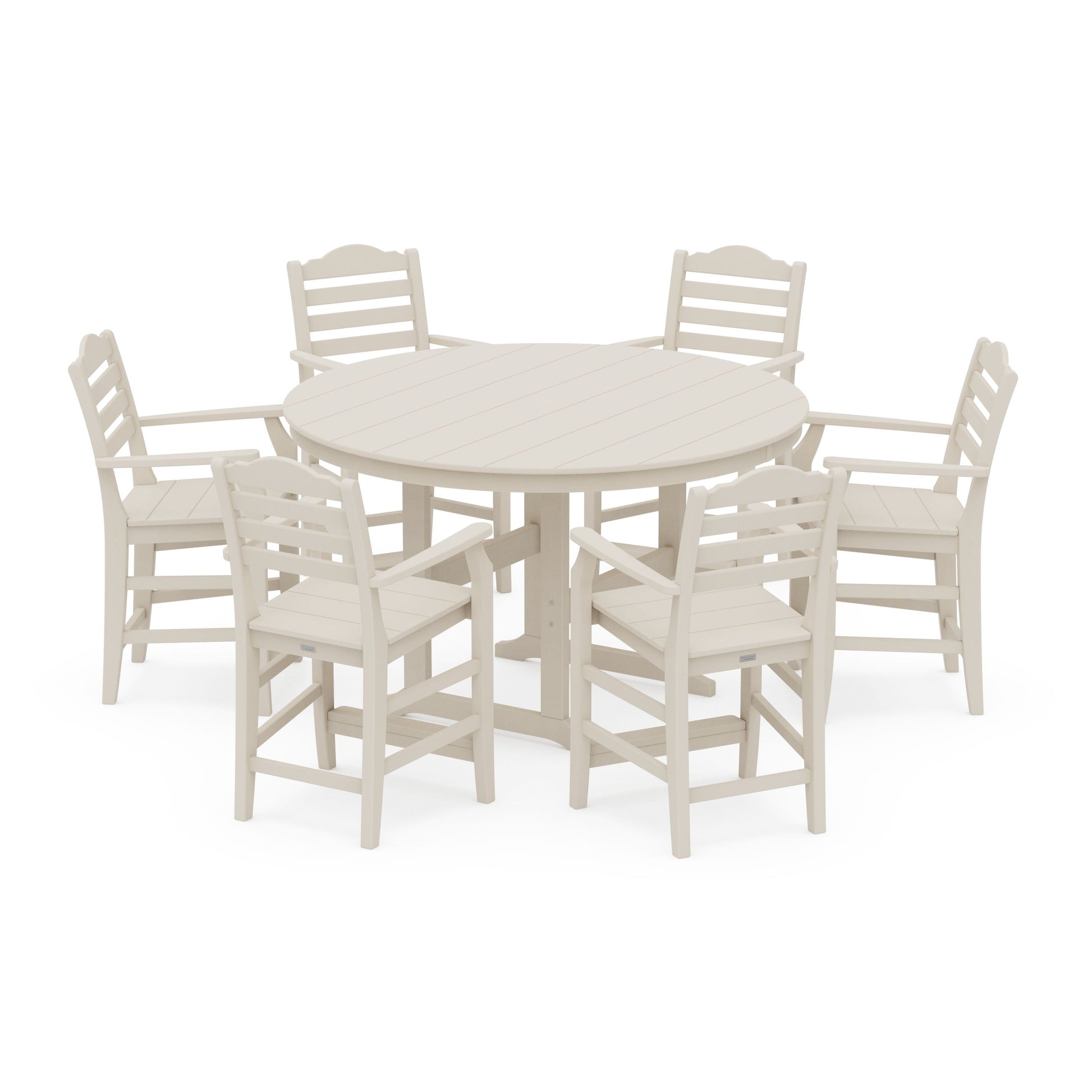 POLYWOOD Savannah 7-Piece Arm Chair Round Farmhouse Counter Set