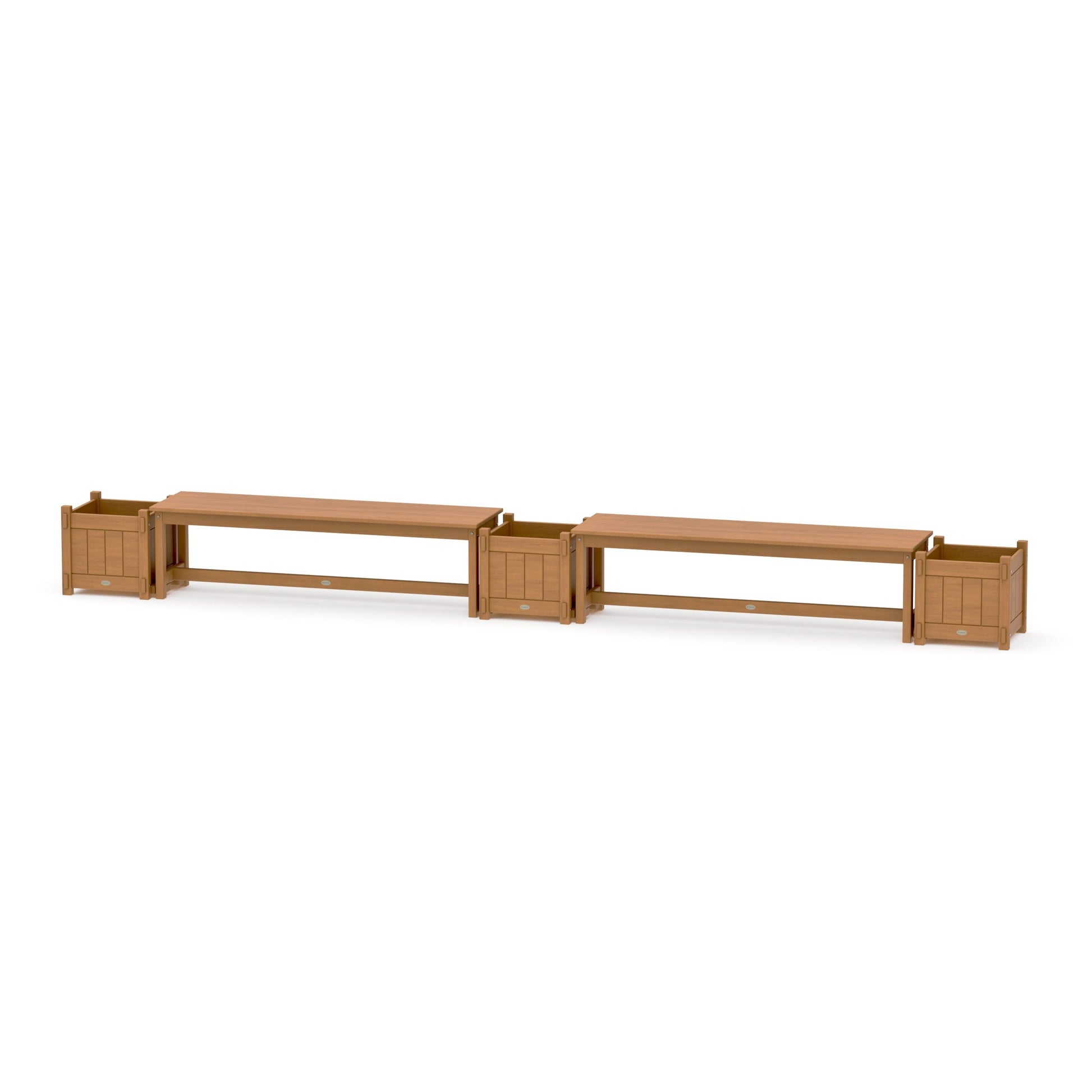 POLYWOOD 60" Vineyard Straight Double Planter Bench Set — Natural