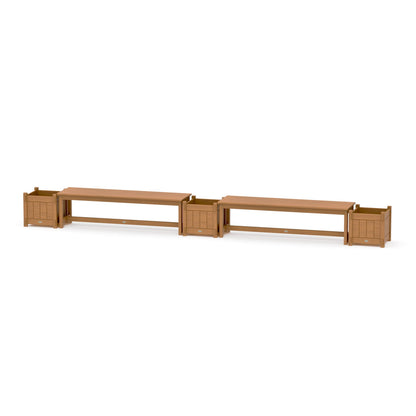 POLYWOOD 60" Vineyard Straight Double Planter Bench Set — Natural