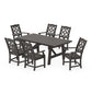 POLYWOOD Chinoiserie Arm Chair 7-Piece Rustic Farmhouse Dining Set — Vintage Coffee