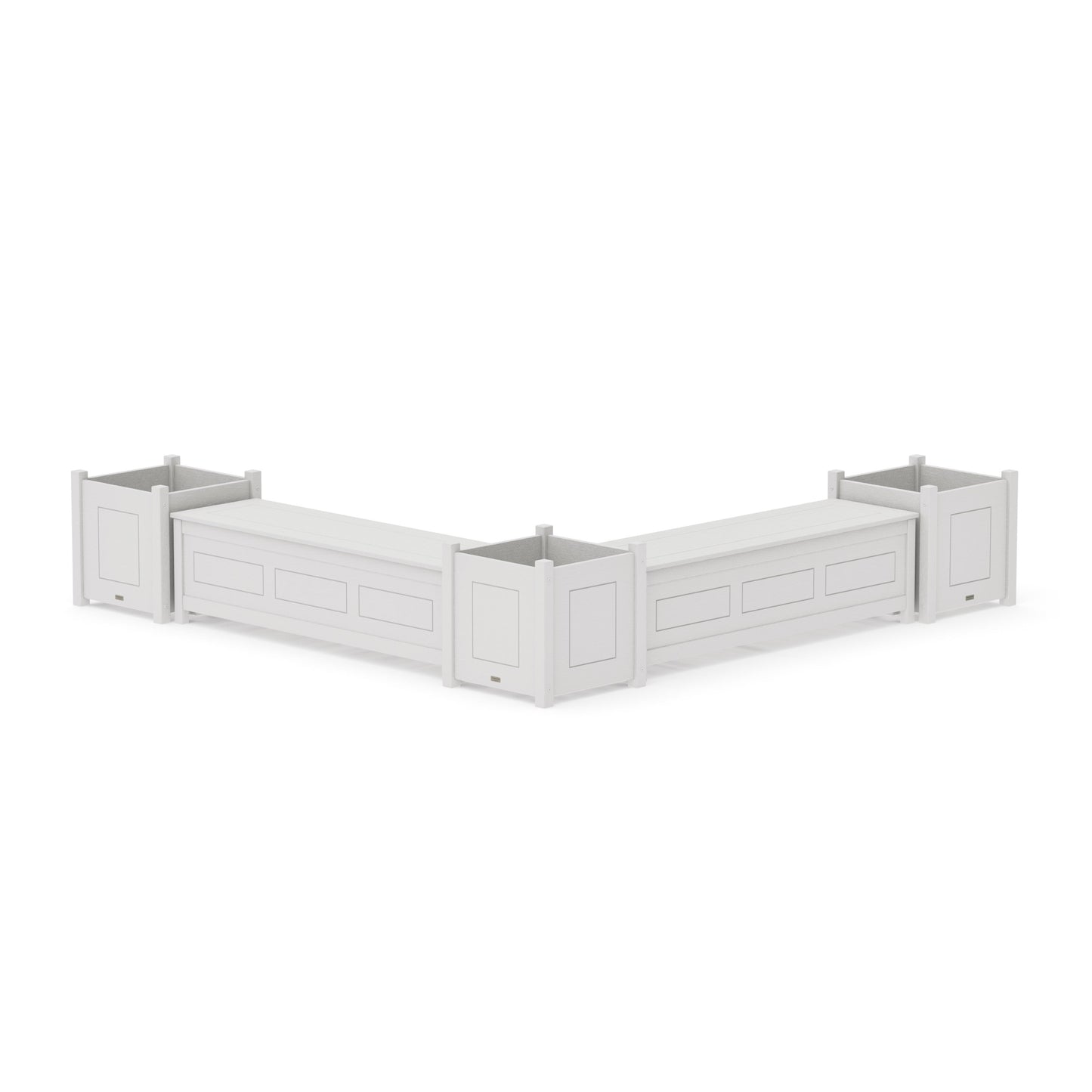 POLYWOOD 60" Country Living L- Shaped Planter Storage Bench Corner Set- Large — Vintage White