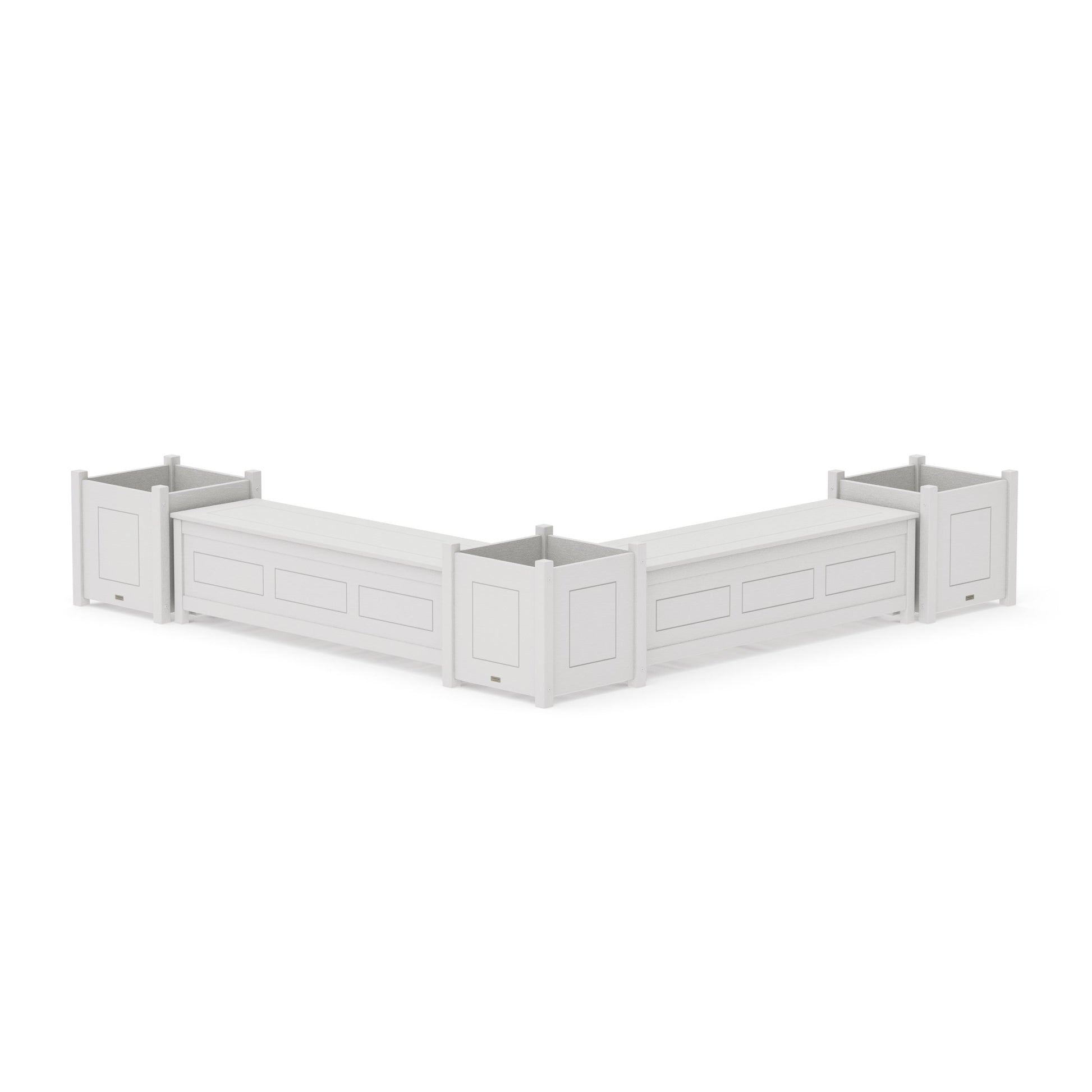 POLYWOOD 60" Country Living L- Shaped Planter Storage Bench Corner Set- Large — Vintage White