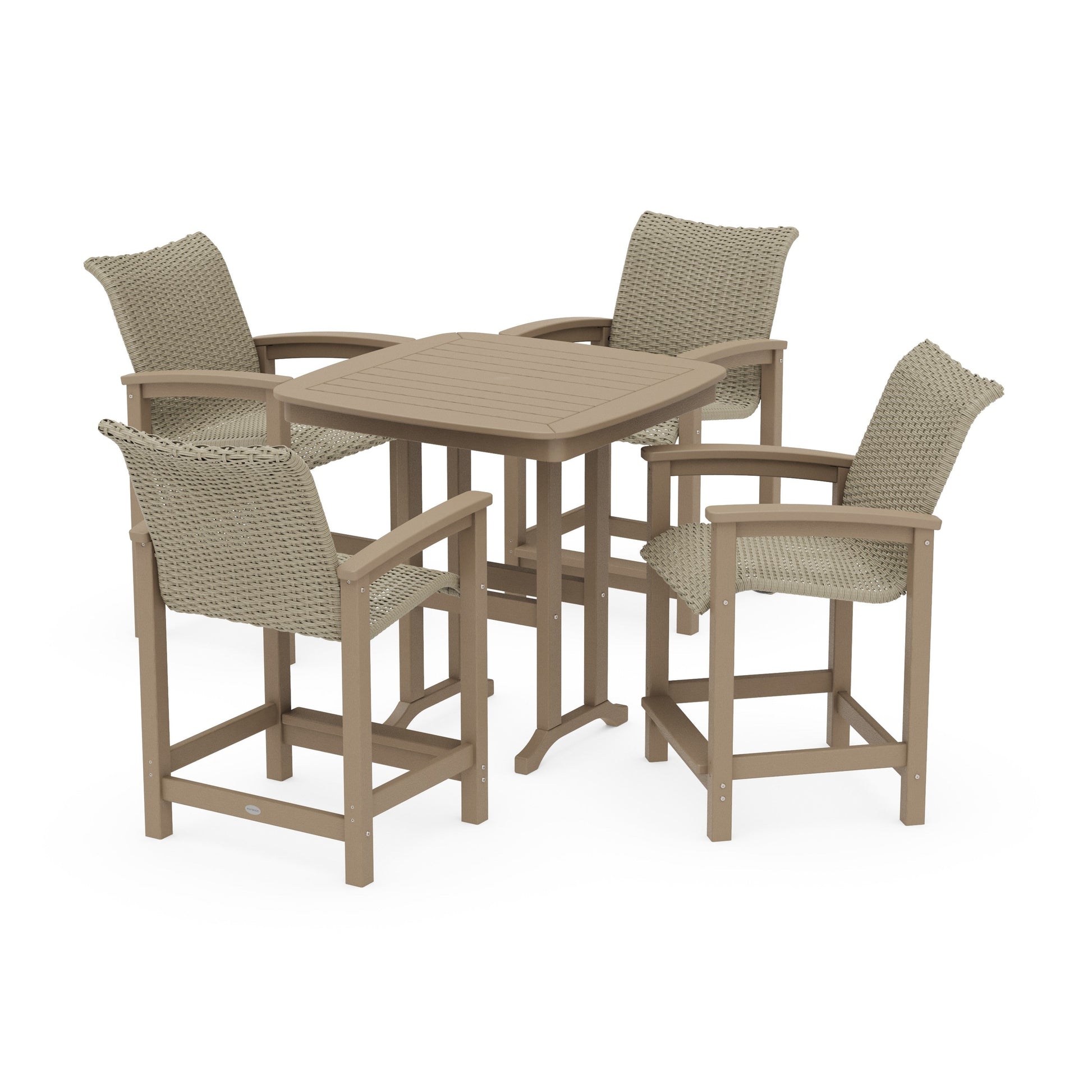 POLYWOOD Coastal Woven 5-Piece Counter Set — Vintage Sahara / Dune Grass