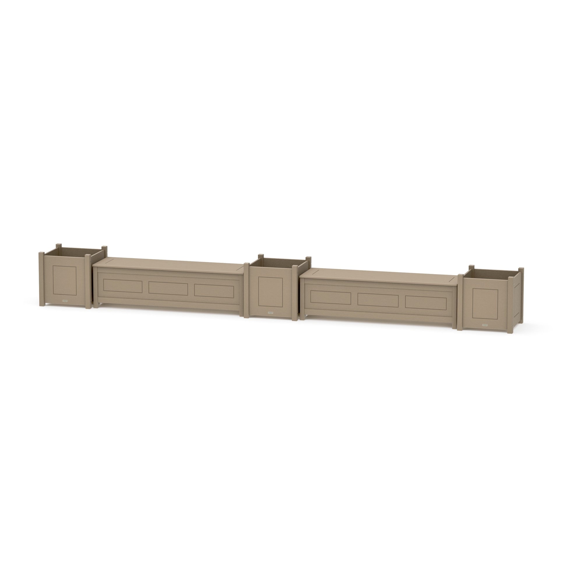 POLYWOOD 60" Country Living Straight Double Planter Storage Bench Set- Large — Vintage Sahara