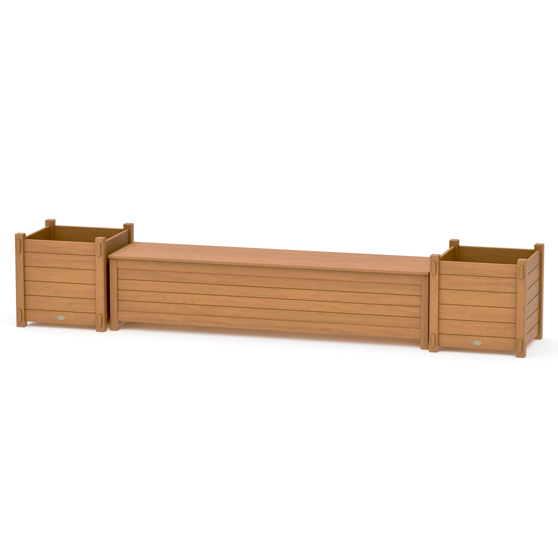 POLYWOOD 72" Nautical Straight Planter Storage Bench Set- Large — Natural