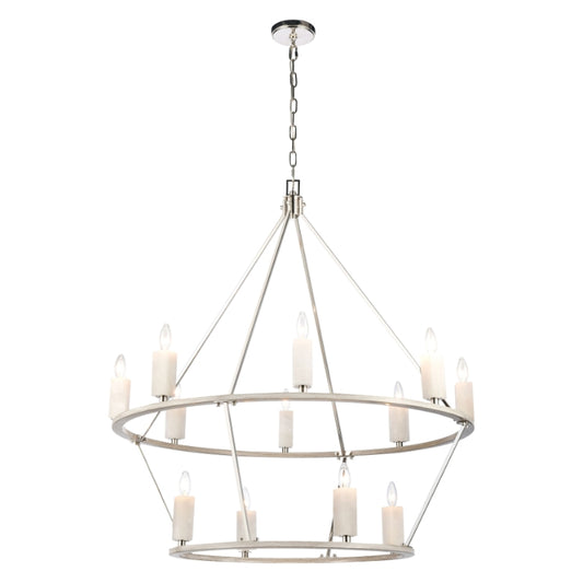 WHITE STONE 40'' WIDE 12-LIGHT CHANDELIER - FREE SHIPPING !!!
