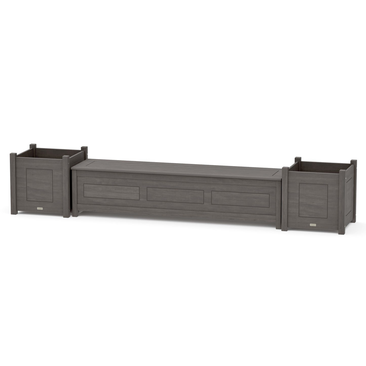 POLYWOOD 72" Country Living Straight Planter Storage Bench Set- Large — Driftwood