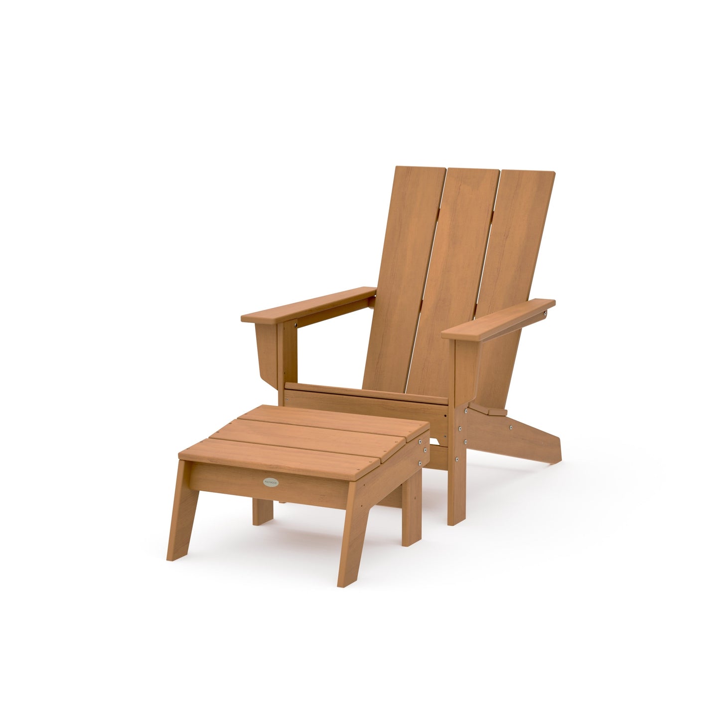 POLYWOOD Modern Studio Adirondack Chair with Ottoman — Natural
