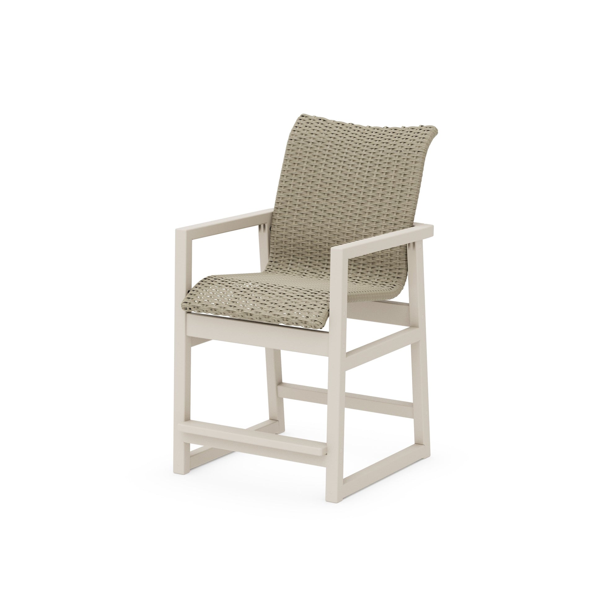 POLYWOOD EDGE Woven Counter Arm Chair — Sand / Dune Grass
