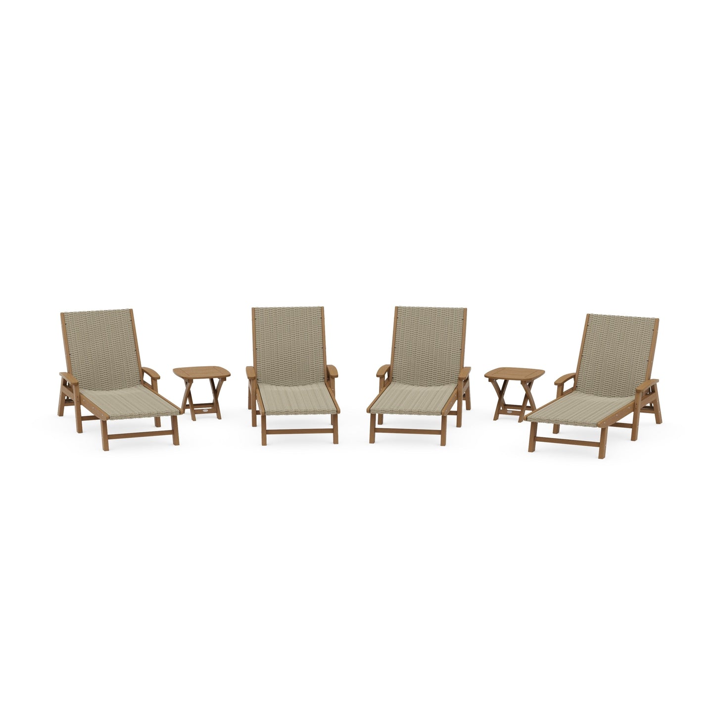 POLYWOOD 6- Piece Coastal Woven Chaise with Arms Chaise Lounge Set — Natural / Dune Grass