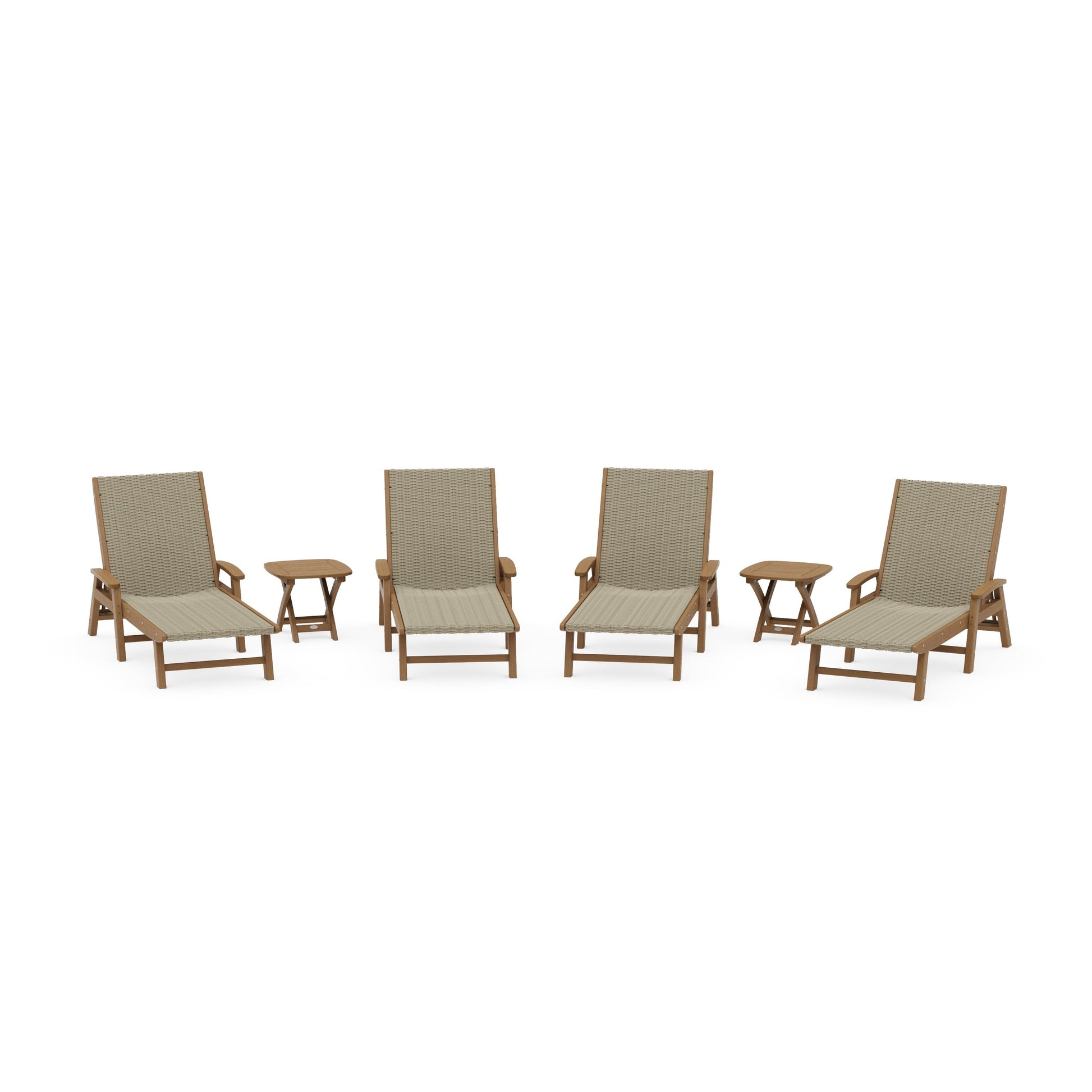 POLYWOOD 6- Piece Coastal Woven Chaise with Arms Chaise Lounge Set — Natural / Dune Grass