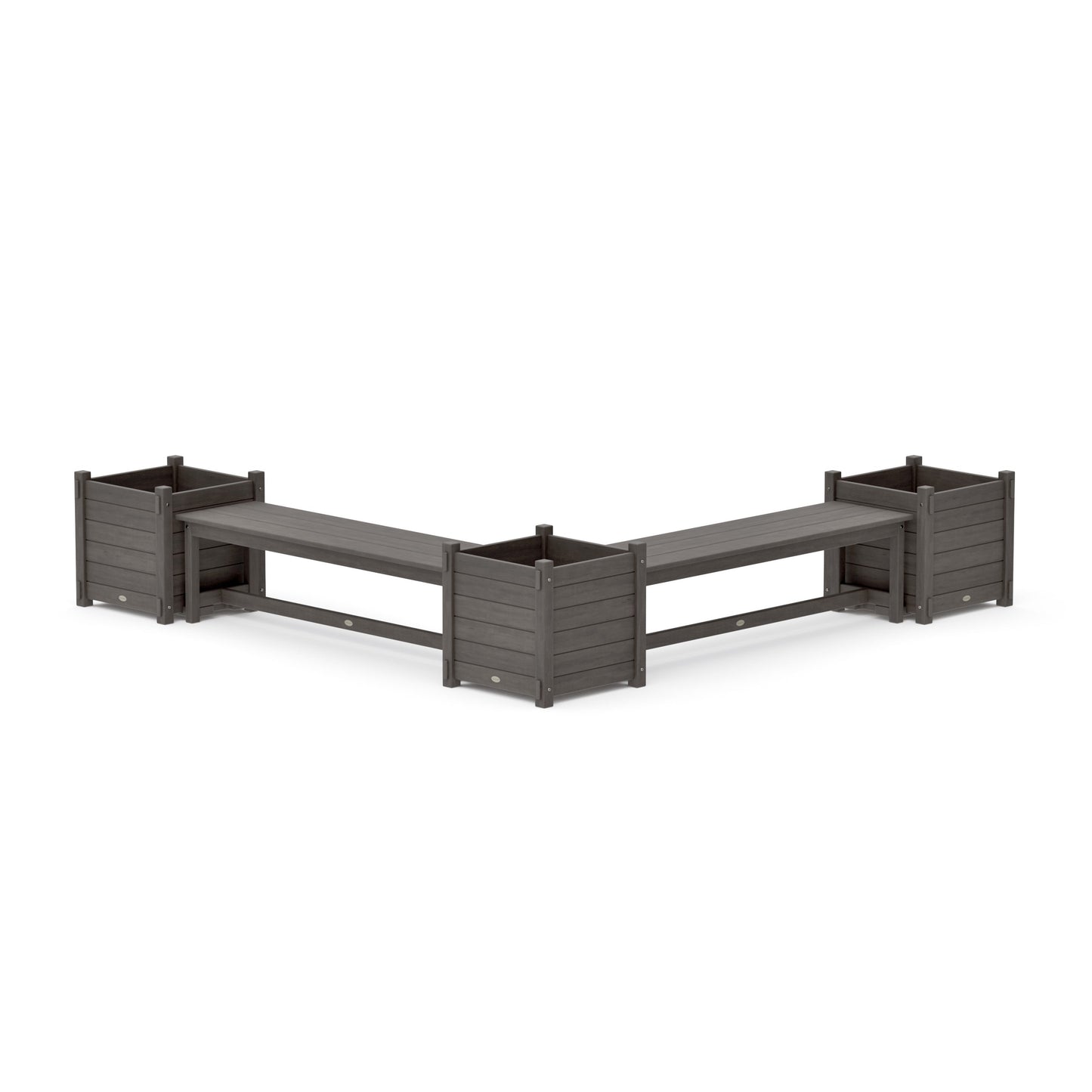 POLYWOOD 60" Nautical L- Shaped Planter Bench Corner Set - Large — Driftwood