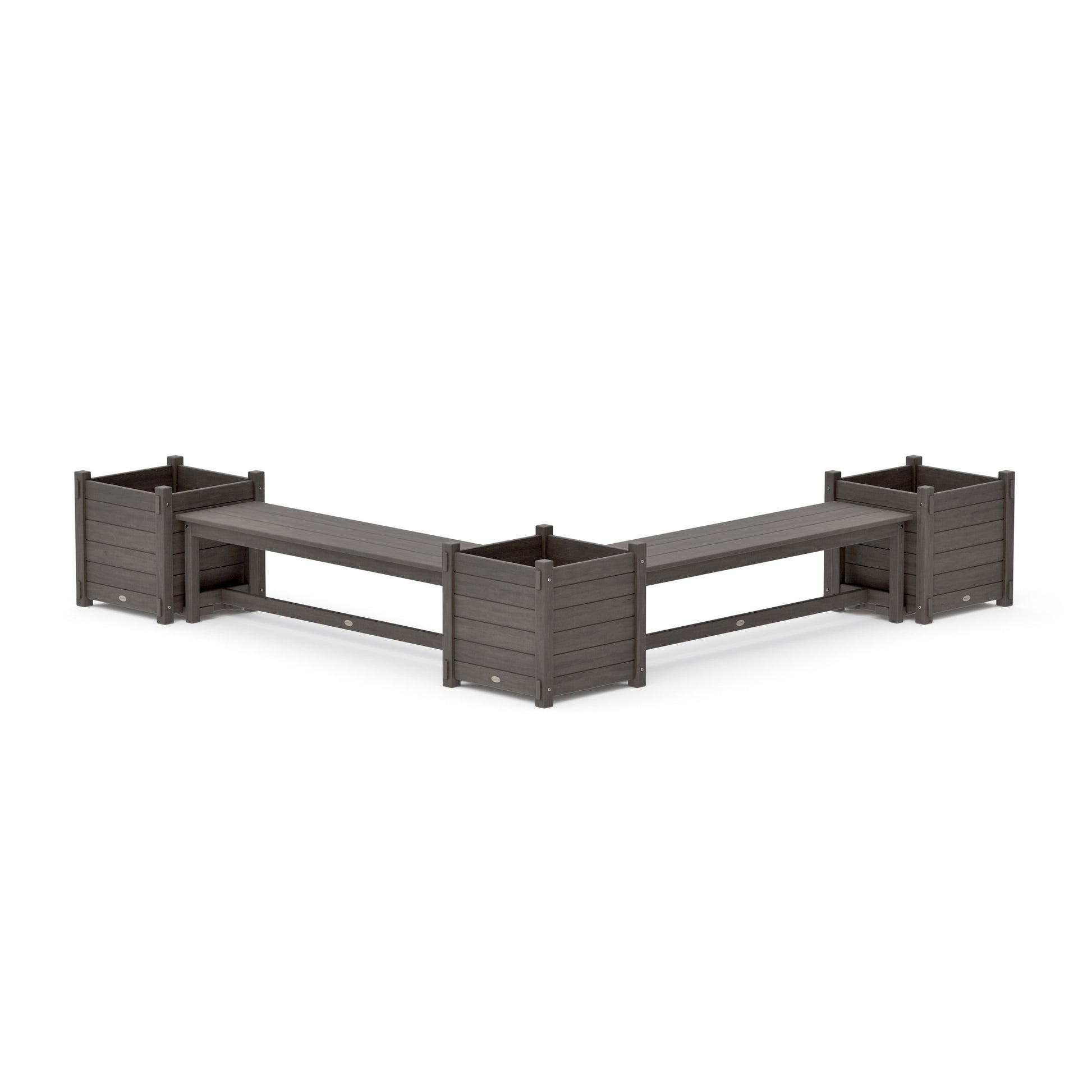 POLYWOOD 60" Nautical L- Shaped Planter Bench Corner Set - Large — Driftwood