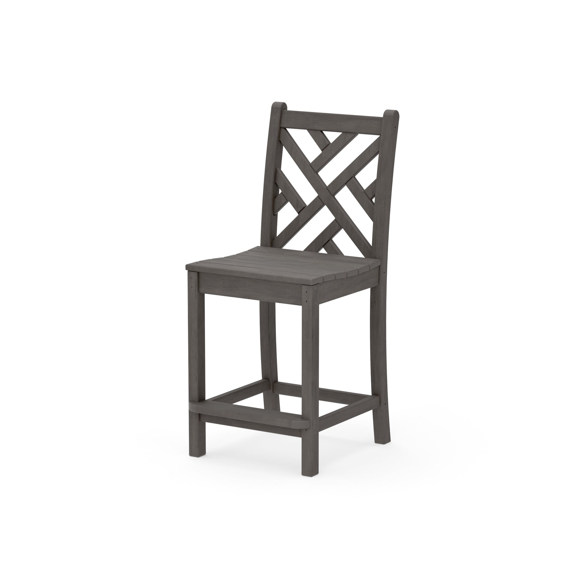 POLYWOOD Chippendale Counter Side Chair — Driftwood