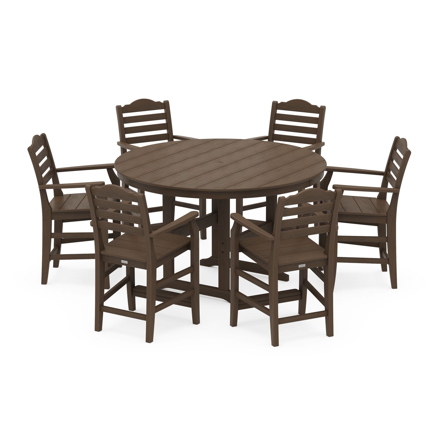 POLYWOOD Savannah 7-Piece Arm Chair Round Farmhouse Counter Set