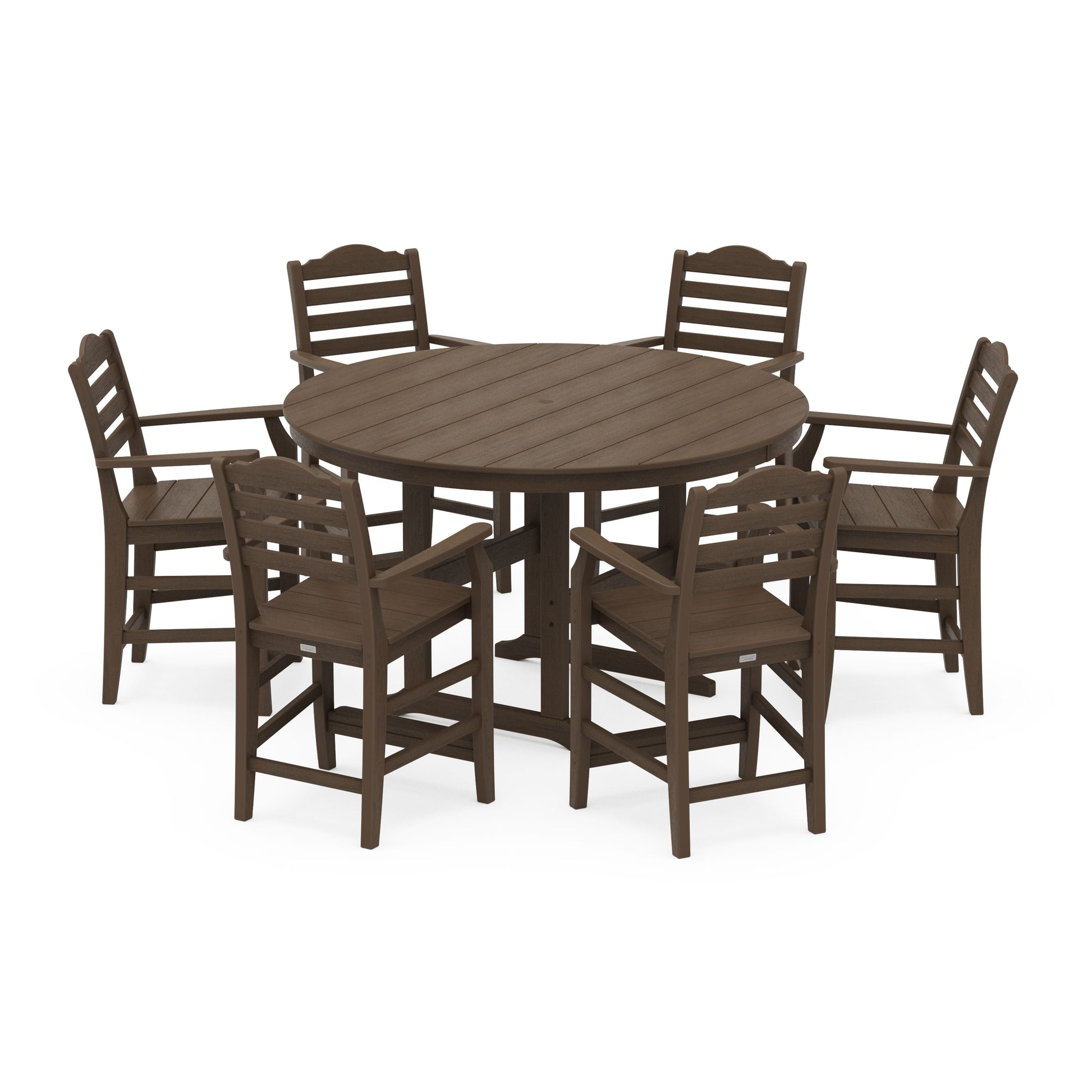 POLYWOOD Savannah 7-Piece Arm Chair Round Farmhouse Counter Set