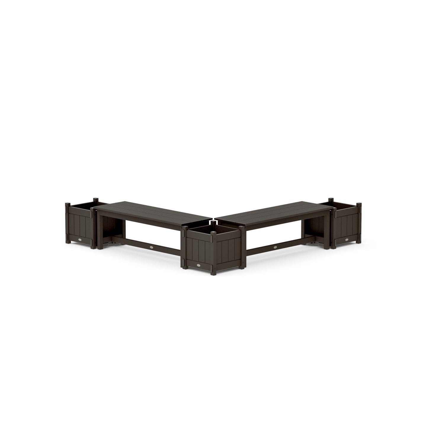 POLYWOOD 48" Vineyard L- Shaped Planter Bench Corner Set — Vintage Coffee