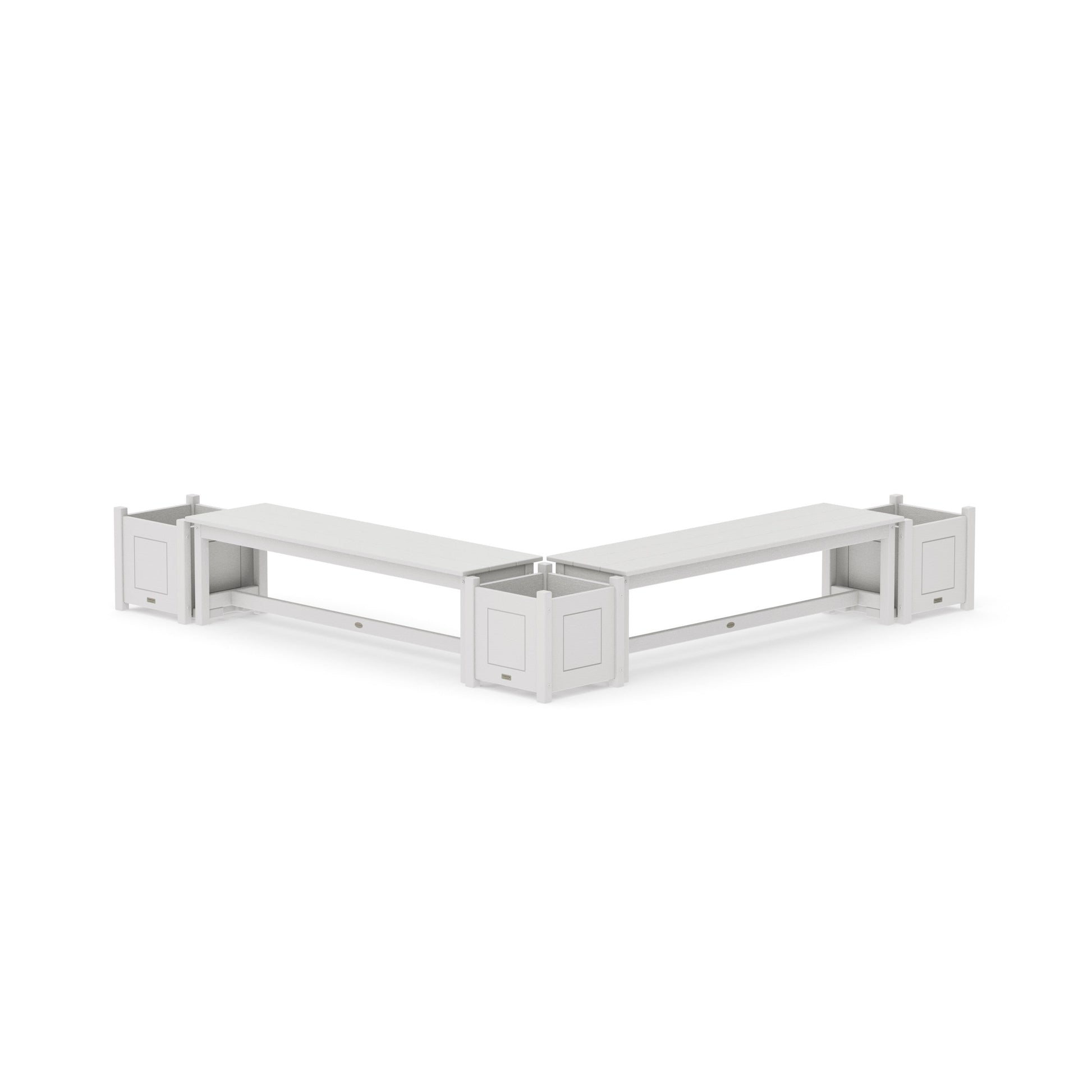 POLYWOOD 60" Country Living L- Shaped Planter Bench Corner Set — Vintage White