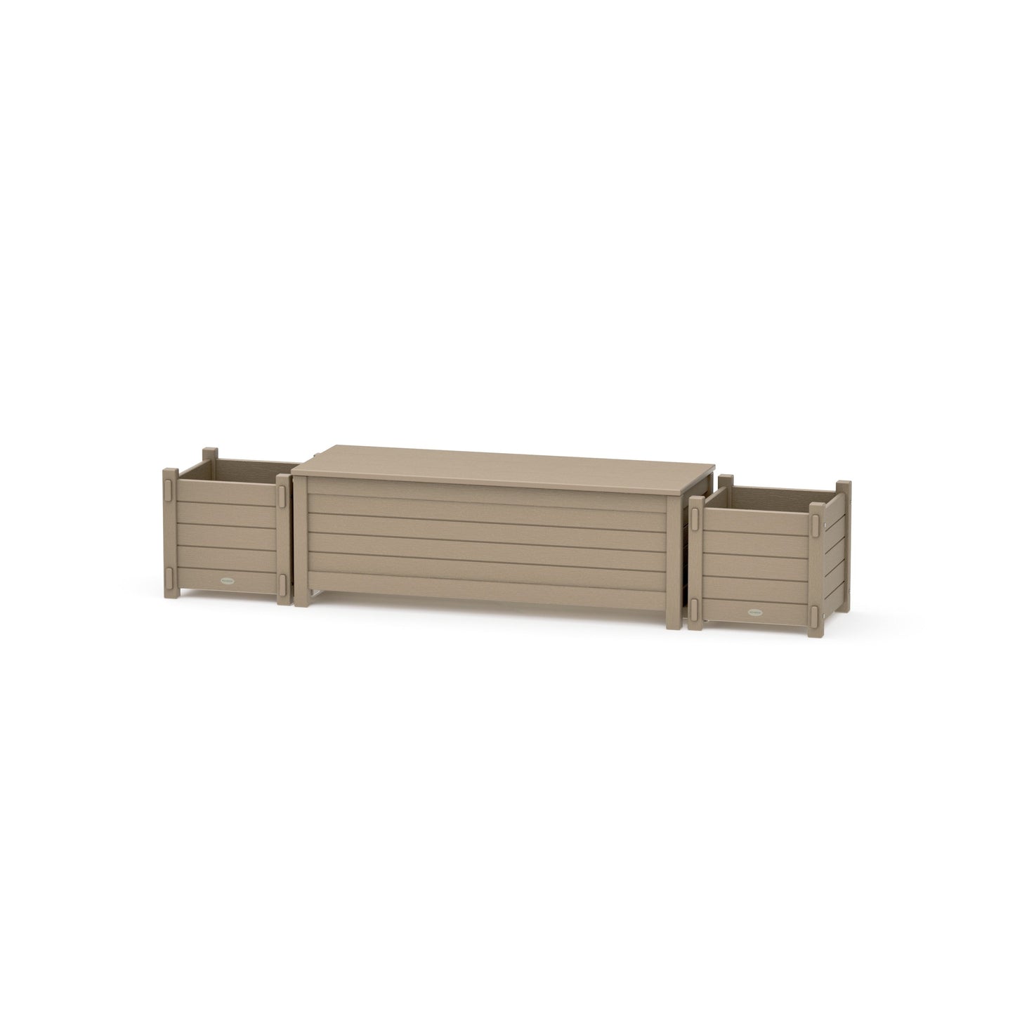 POLYWOOD 48" Nautical Straight Planter Storage Bench Set — Vintage Sahara