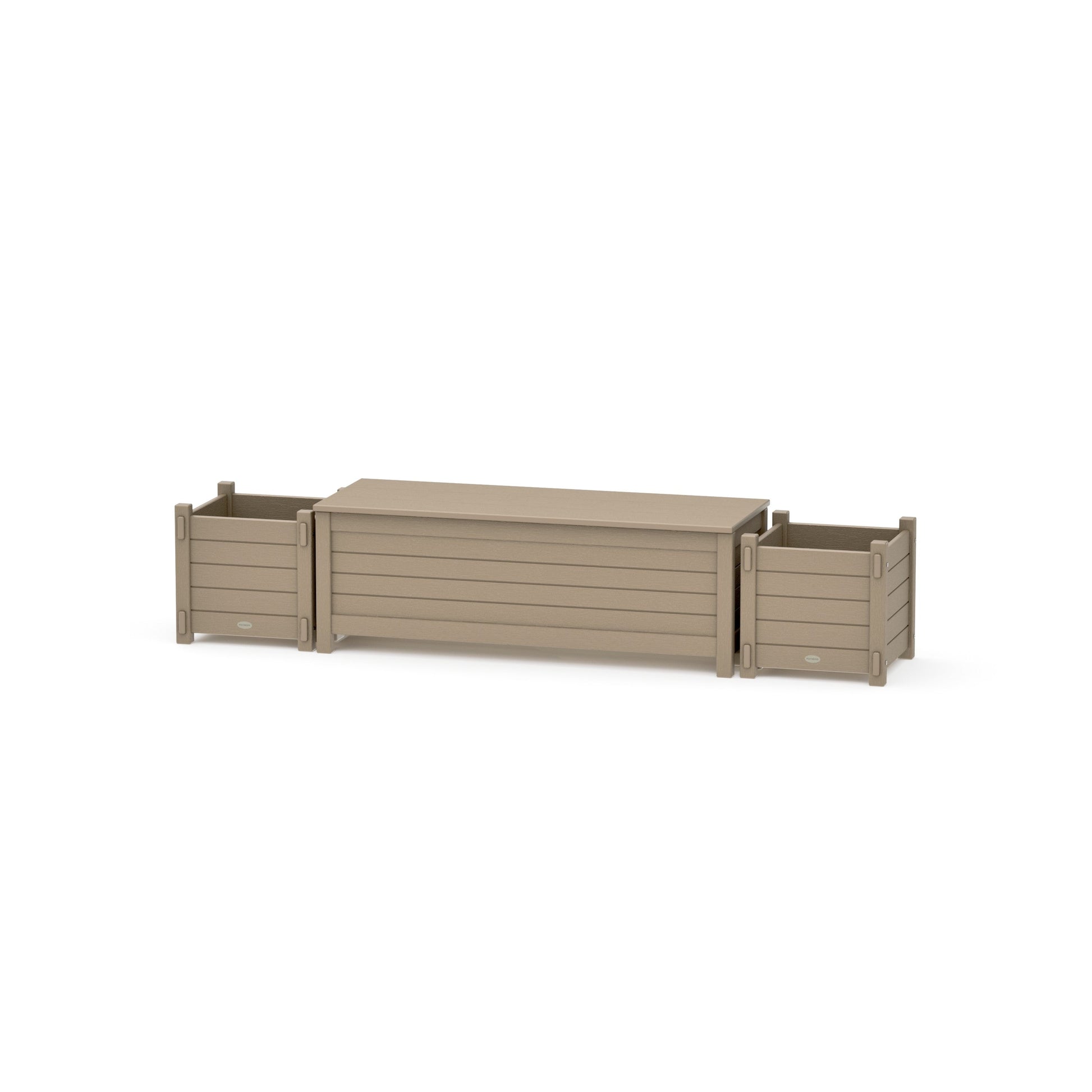 POLYWOOD 48" Nautical Straight Planter Storage Bench Set — Vintage Sahara