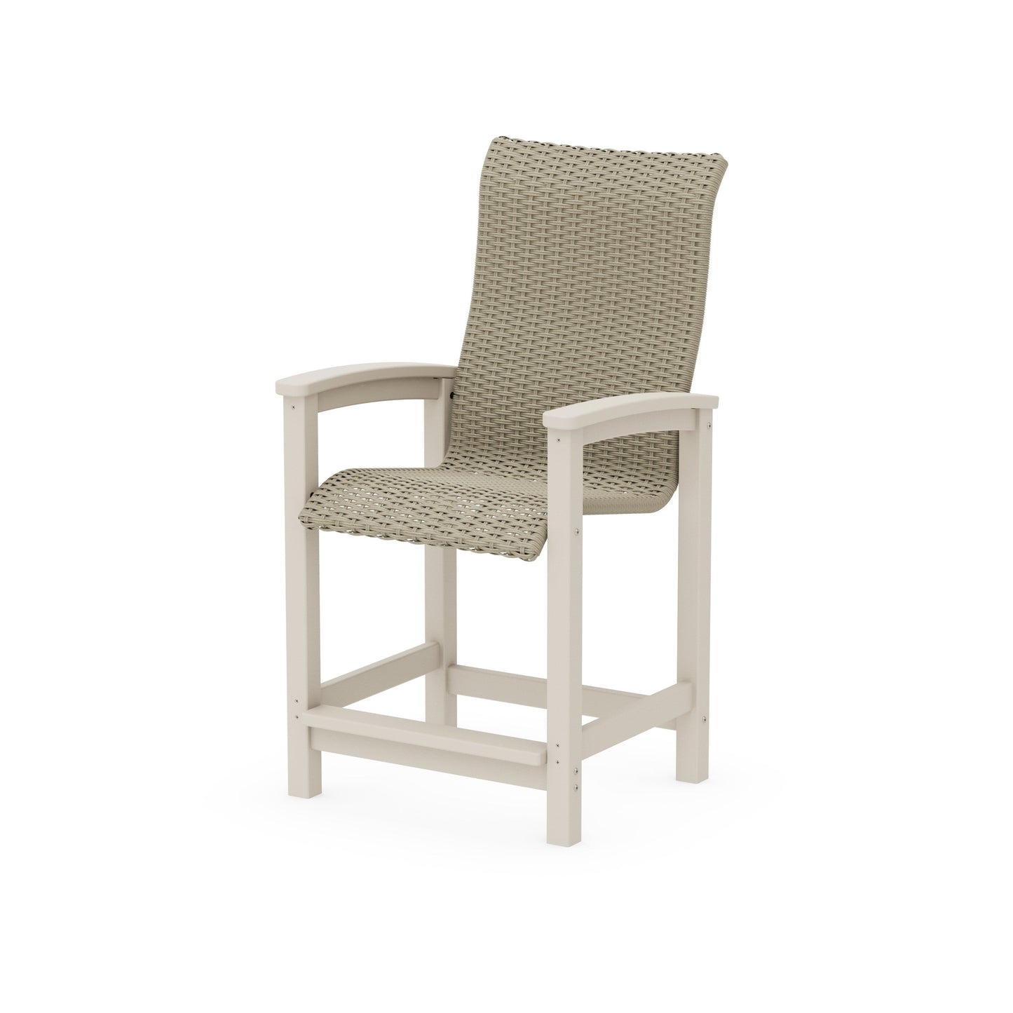 POLYWOOD Coastal Woven High-Back Counter Chair — Sand / Dune Grass
