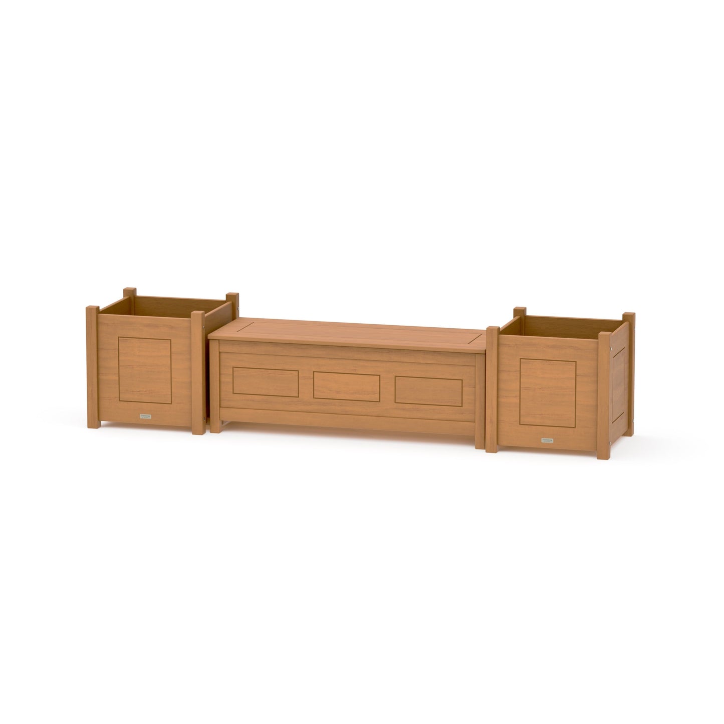 POLYWOOD 48" Country Living Straight Planter Storage Bench Set- Large — Natural