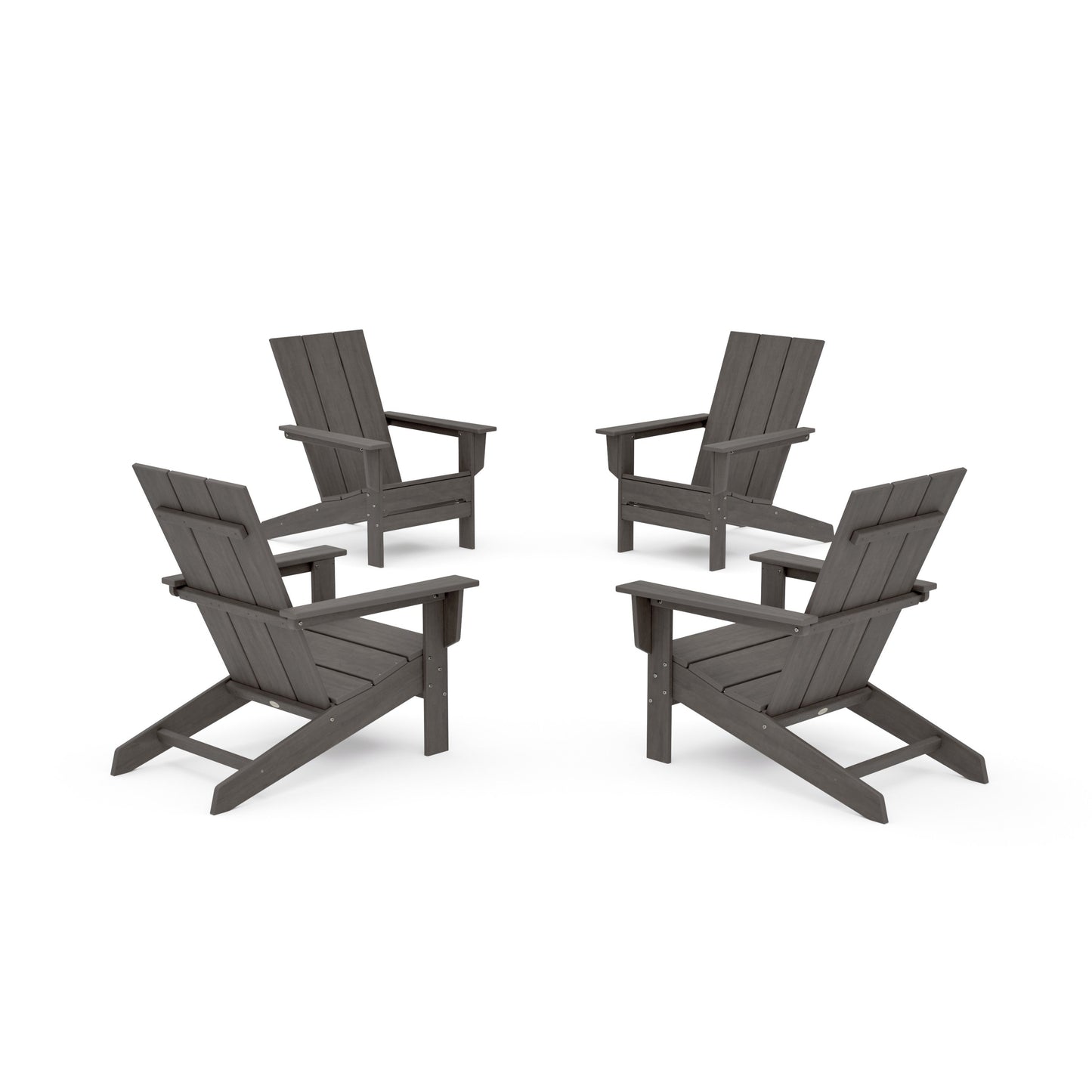 POLYWOOD 4-Piece Modern Studio Adirondack Chair Conversation Set — Driftwood