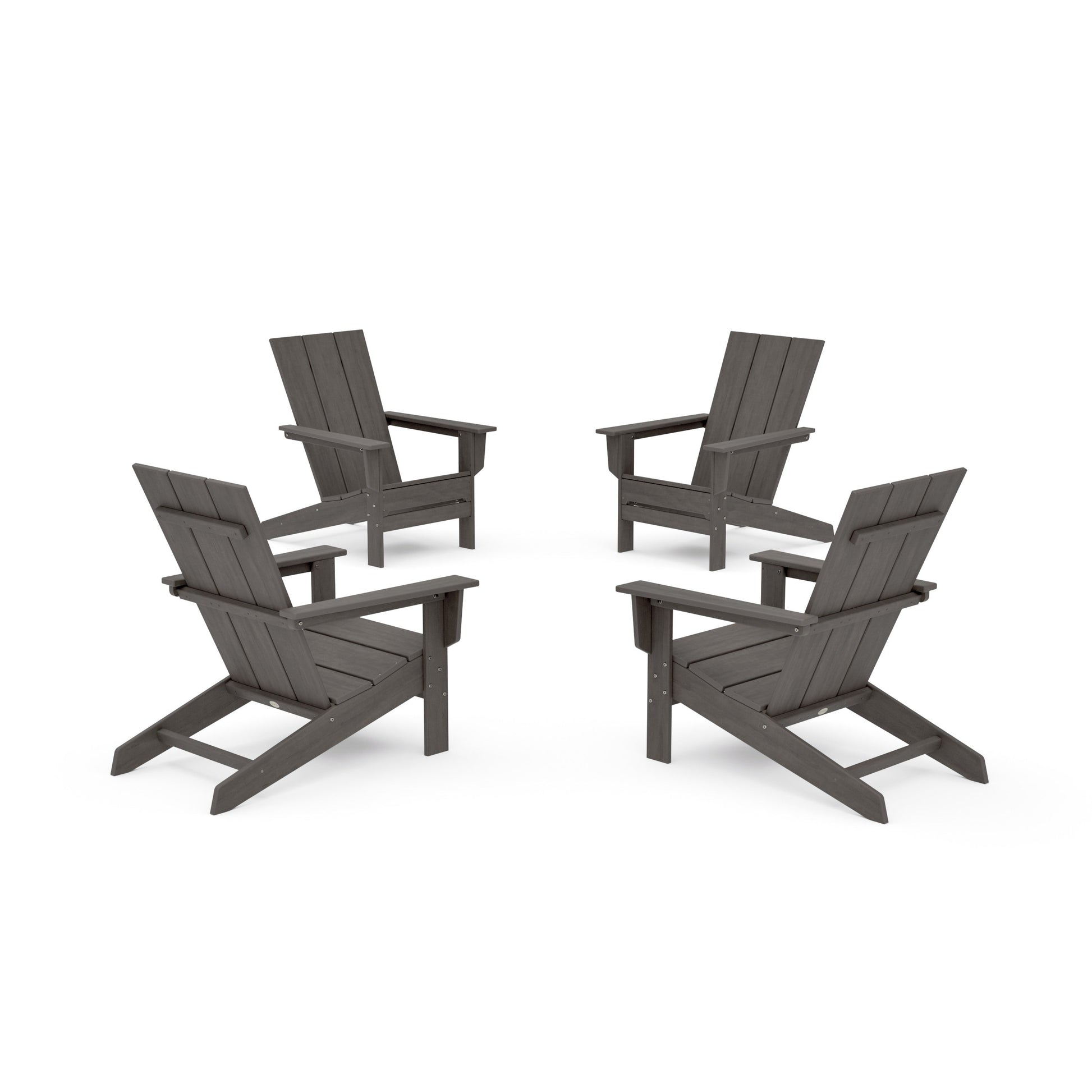 POLYWOOD 4-Piece Modern Studio Adirondack Chair Conversation Set — Driftwood