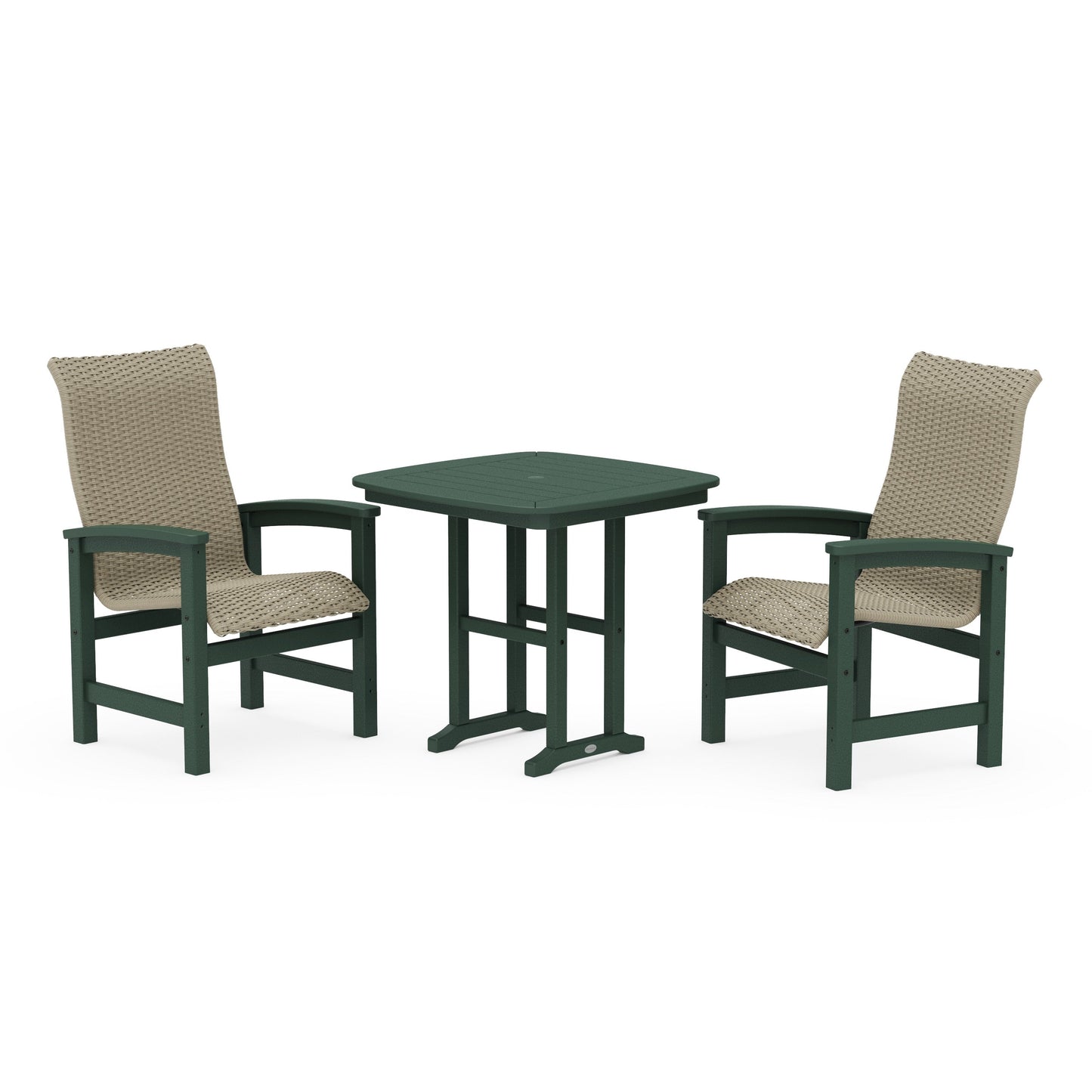 POLYWOOD Coastal Woven High-Back 3-Piece Dining Set — Green / Dune Grass