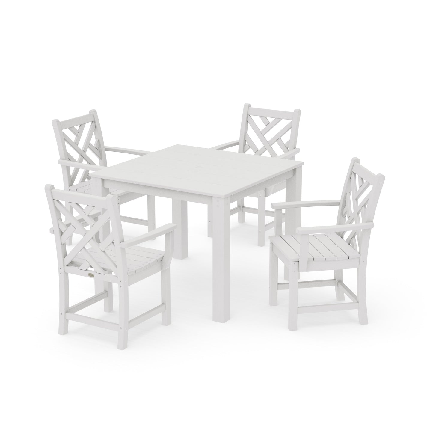 POLYWOOD Chippendale 5-Piece Parsons Dining Set — Vintage White