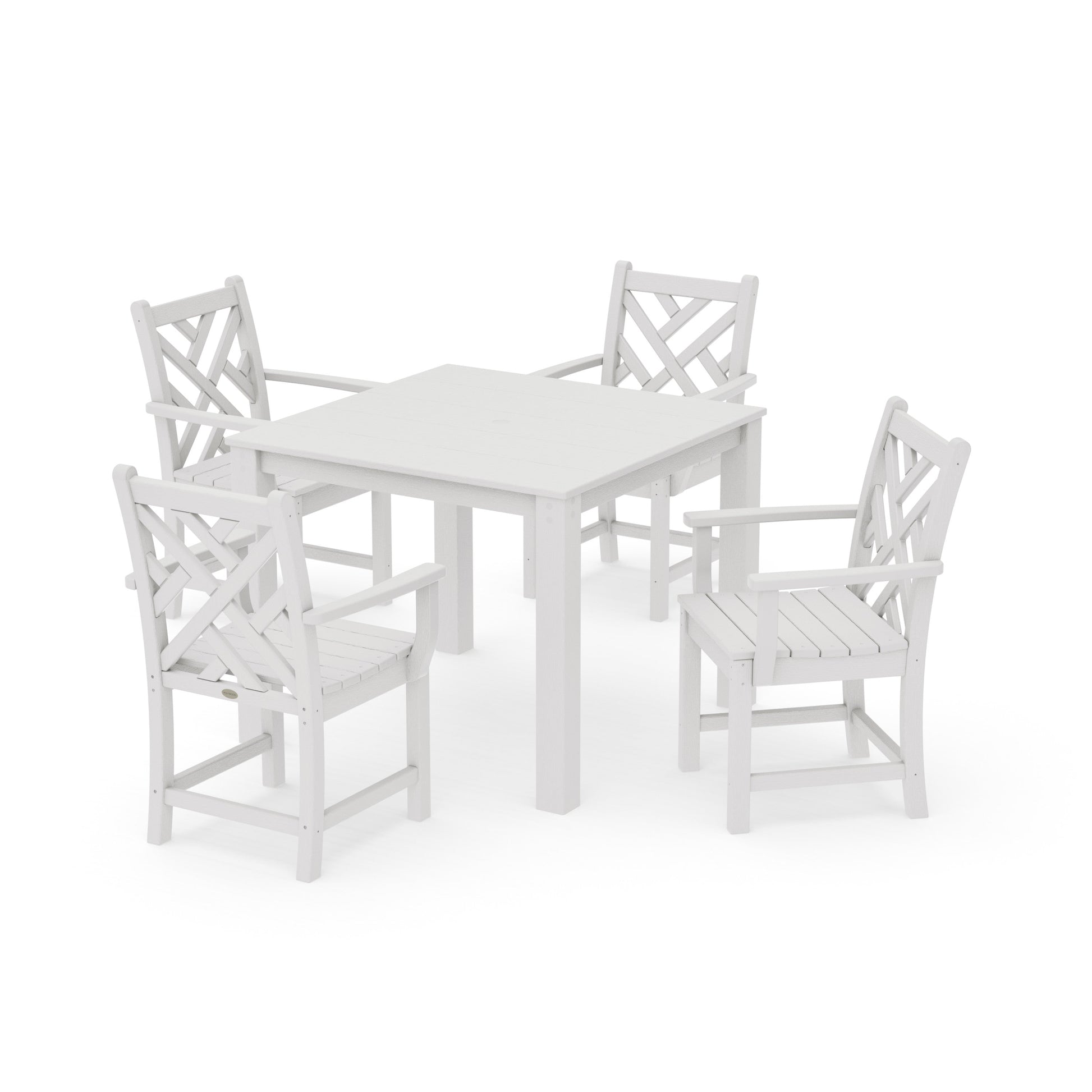 POLYWOOD Chippendale 5-Piece Parsons Dining Set — Vintage White