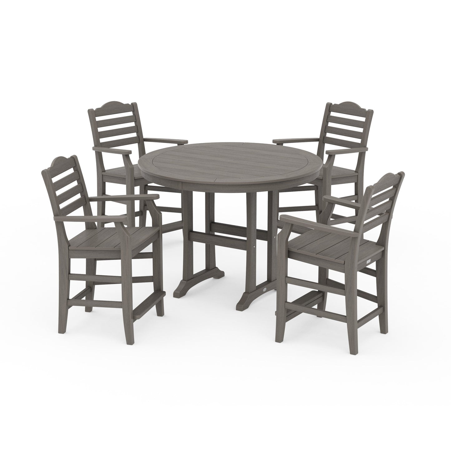 POLYWOOD Savannah 5-Piece Round Counter Set — Driftwood