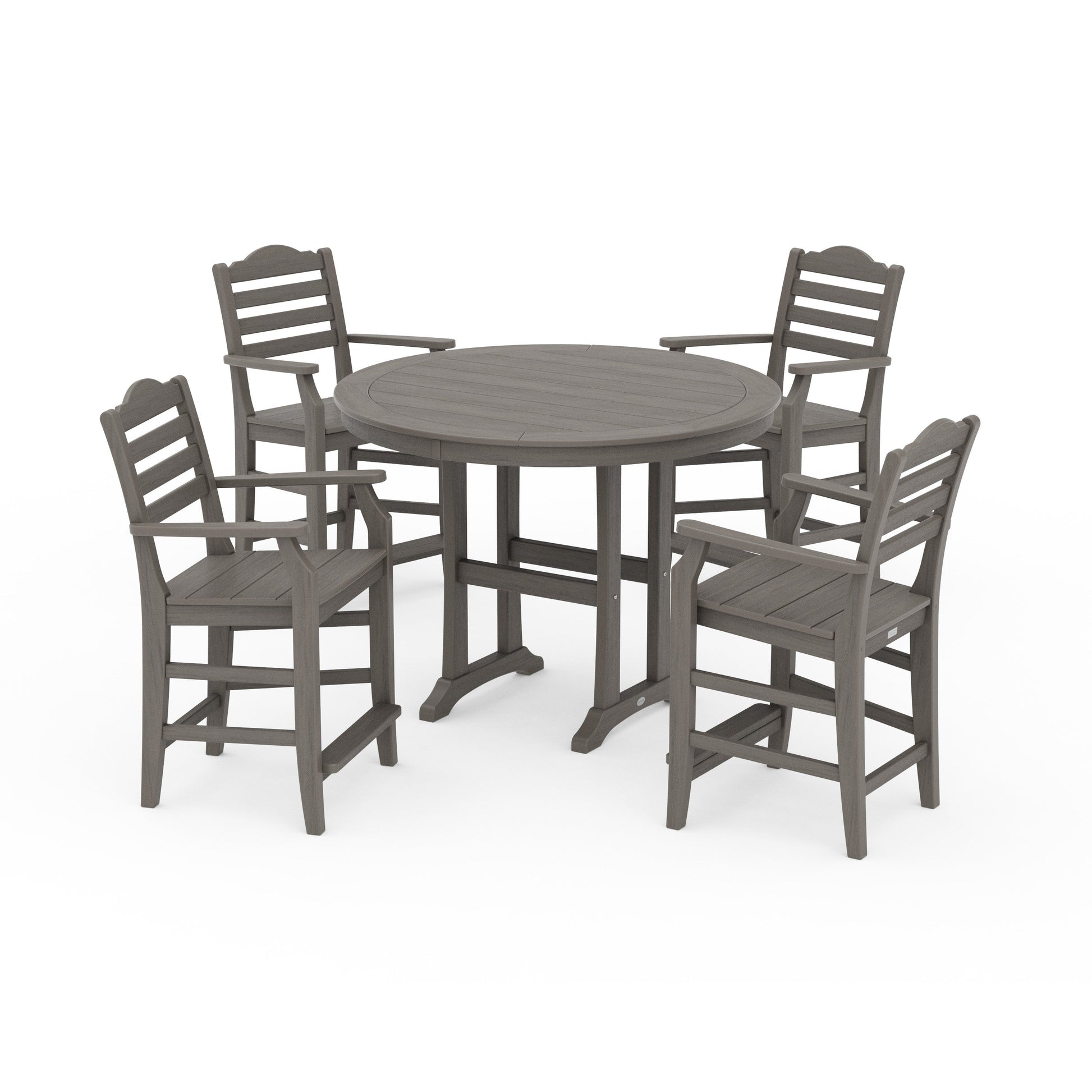 POLYWOOD Savannah 5-Piece Round Counter Set — Driftwood