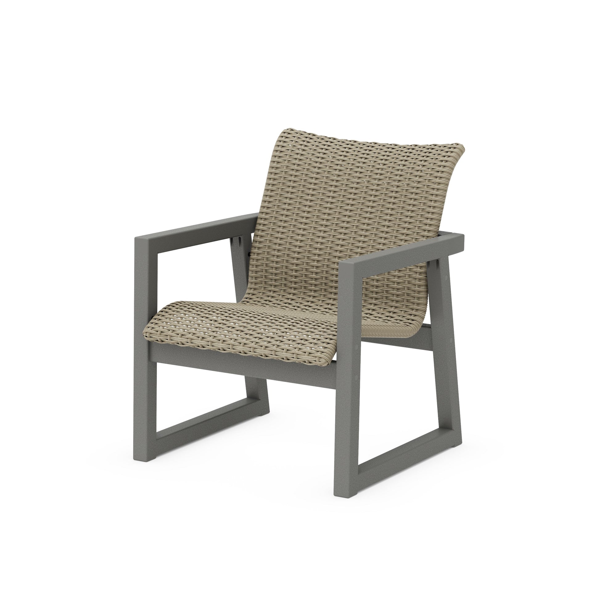 POLYWOOD EDGE Woven Lounge Chair — Slate Grey / Dune Grass