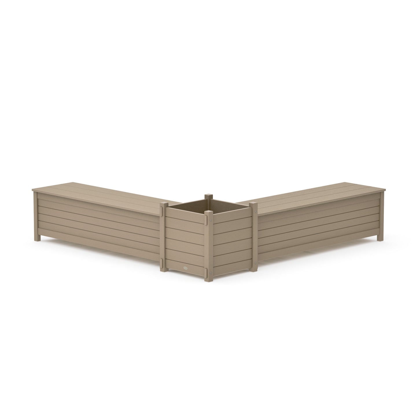 POLYWOOD 60" Nautical L- Shaped Planter Storage Bench Set- Large — Vintage Sahara