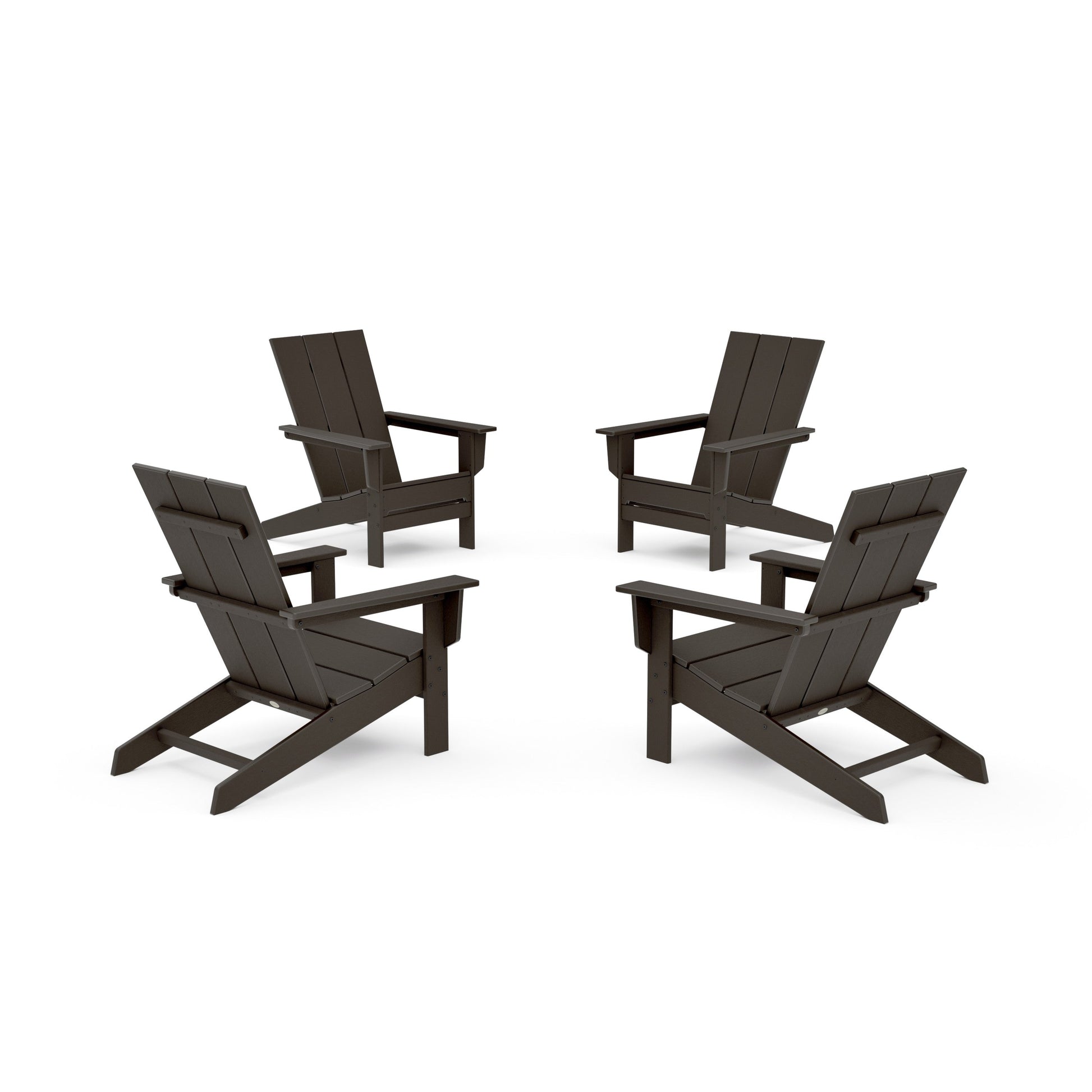 POLYWOOD 4-Piece Modern Studio Adirondack Chair Conversation Set — Vintage Coffee