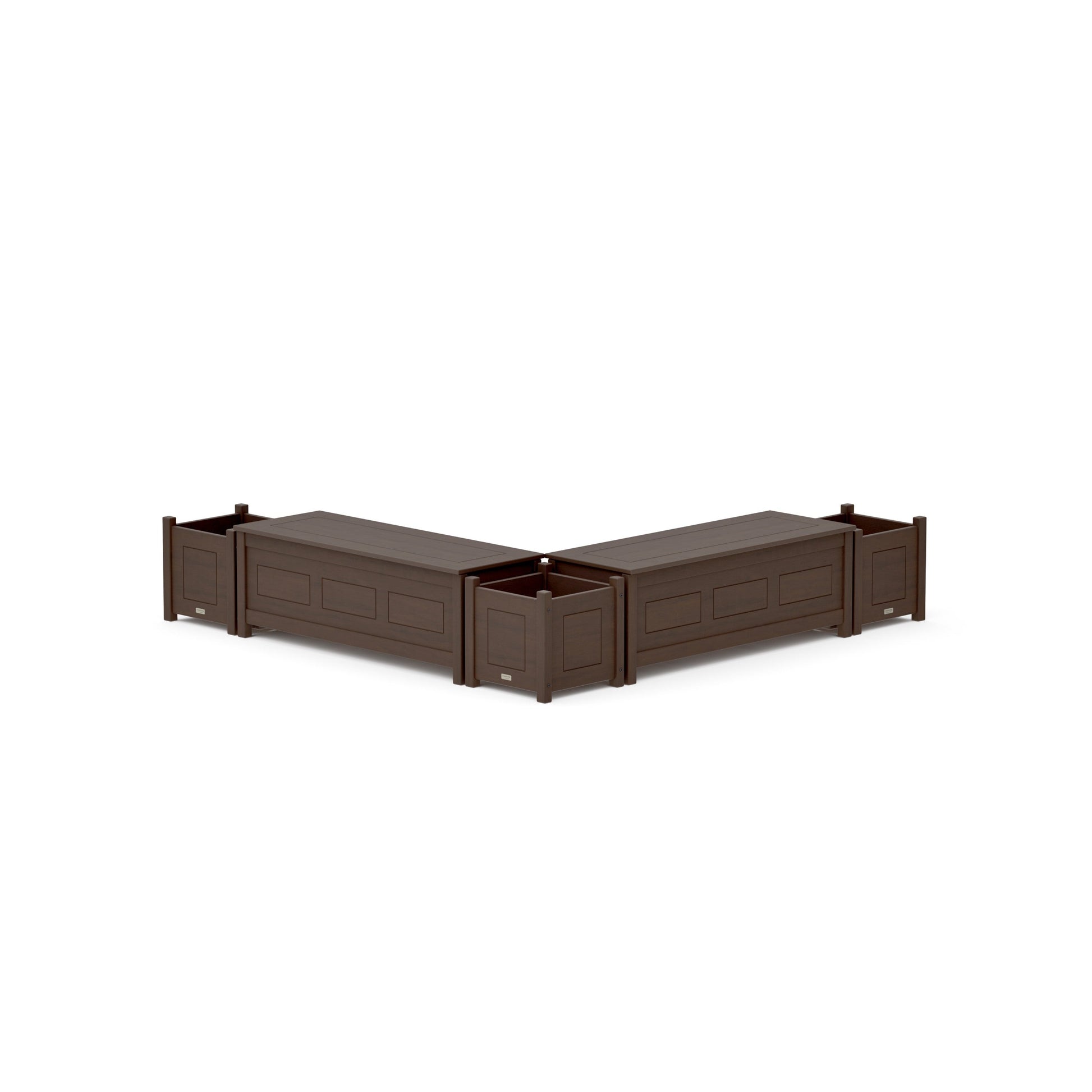 POLYWOOD 48" Country Living L- Shaped Planter Storage Bench Corner Set — Kona