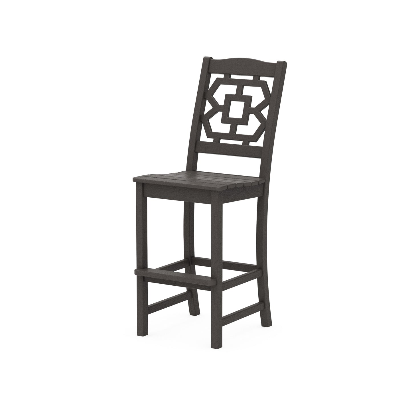POLYWOOD Chinoiserie Bar Side Chair — Vintage Coffee