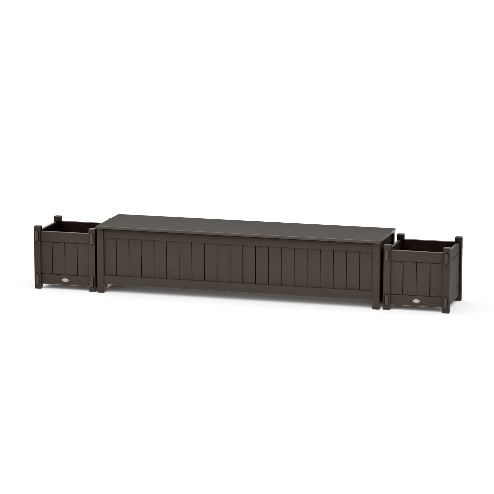POLYWOOD 72" Vineyard Straight Planter Storage Bench Set — Vintage Coffee