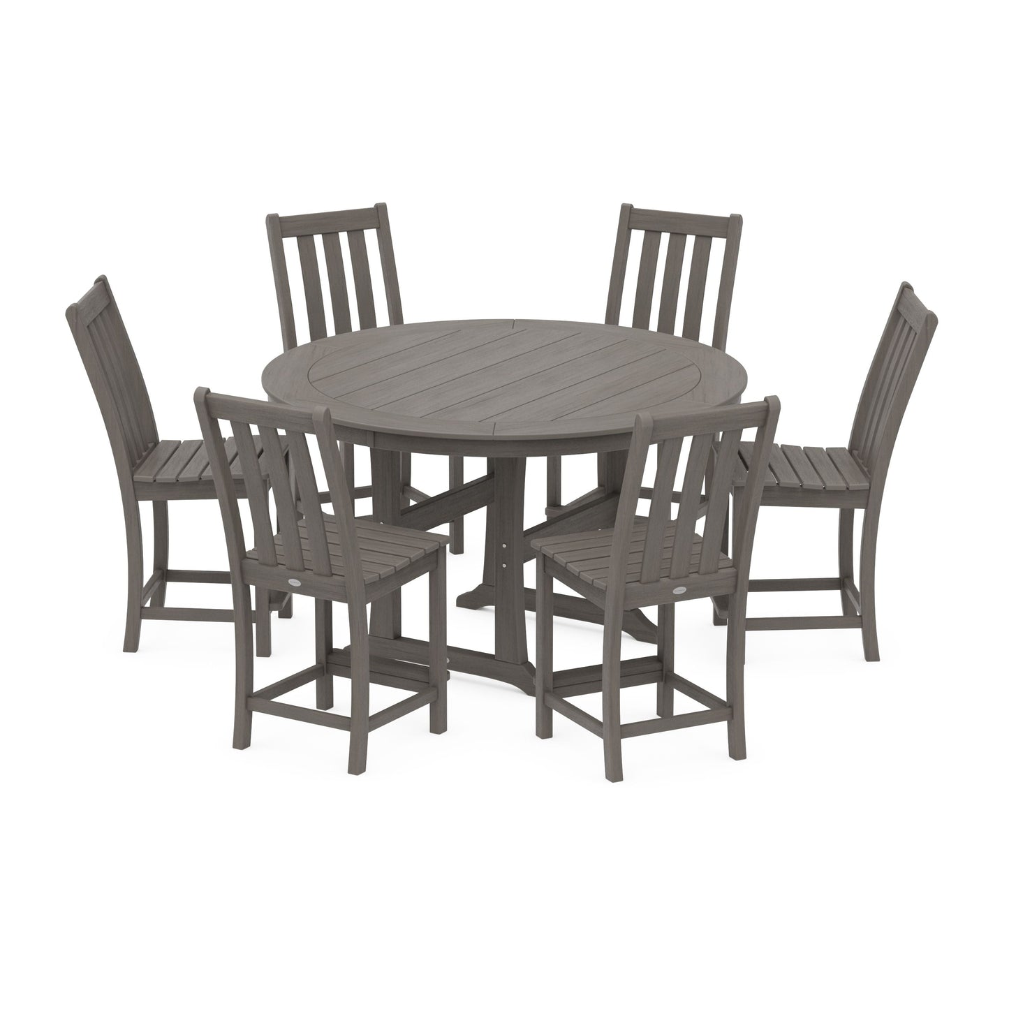 POLYWOOD Vineyard 7-Piece Side Chair Round Counter Set