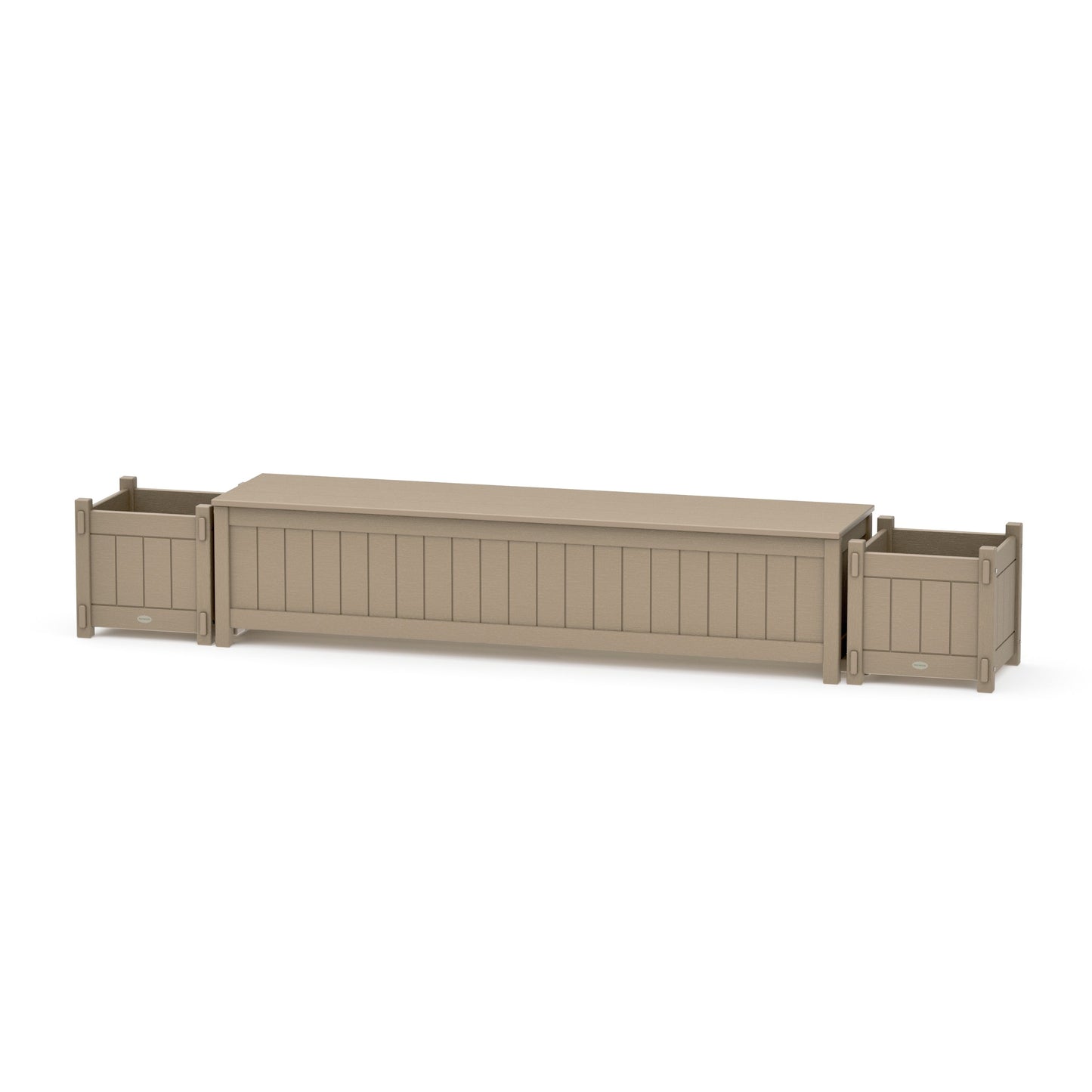 POLYWOOD 72" Vineyard Straight Planter Storage Bench Set — Vintage Sahara